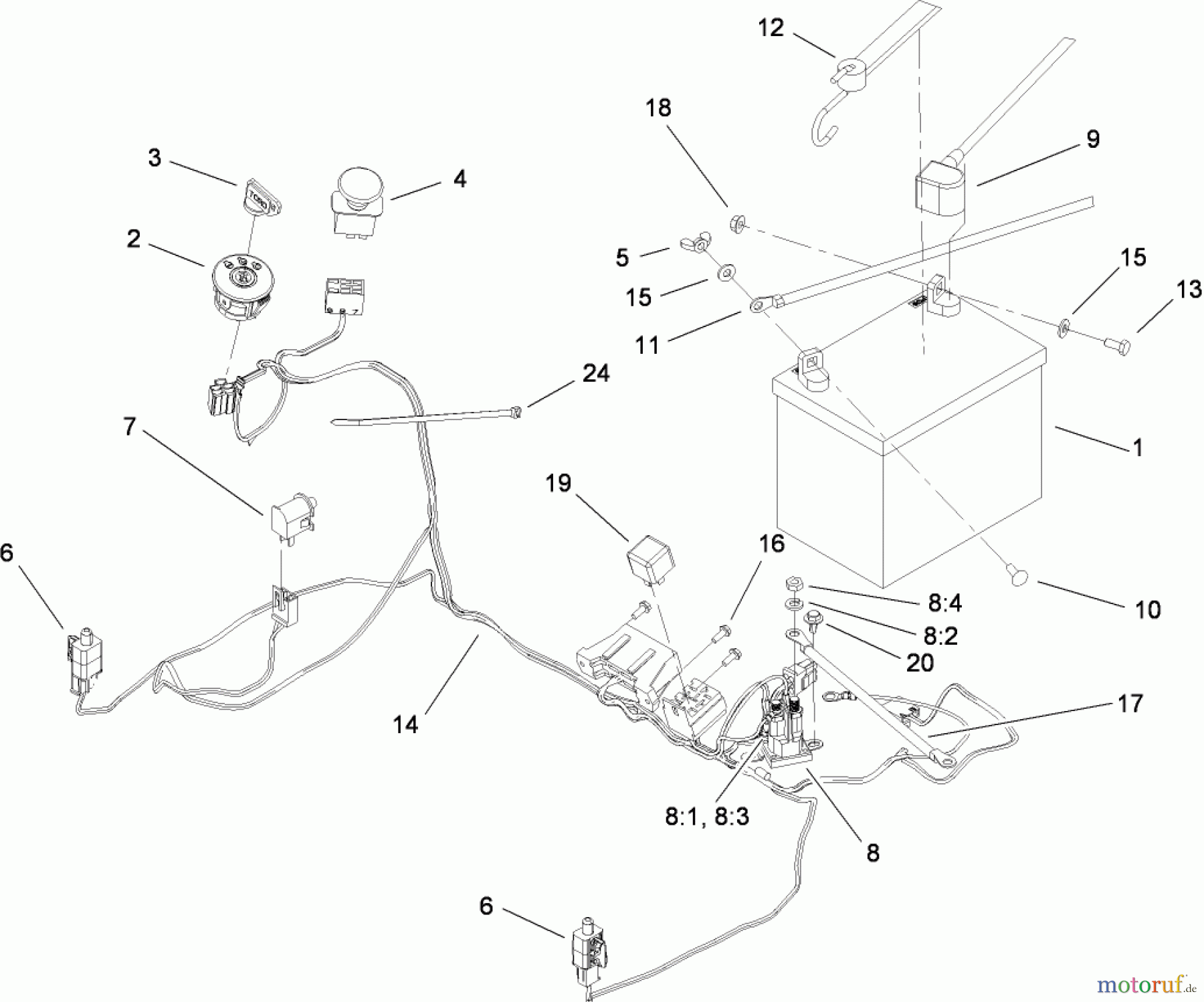 Toro Neu Mowers, Zero-Turn 74381 (Z4202) - Toro TimeCutter Z4202 Riding Mower, 2008 (280000001-280999999) ELECTRICAL ASSEMBLY