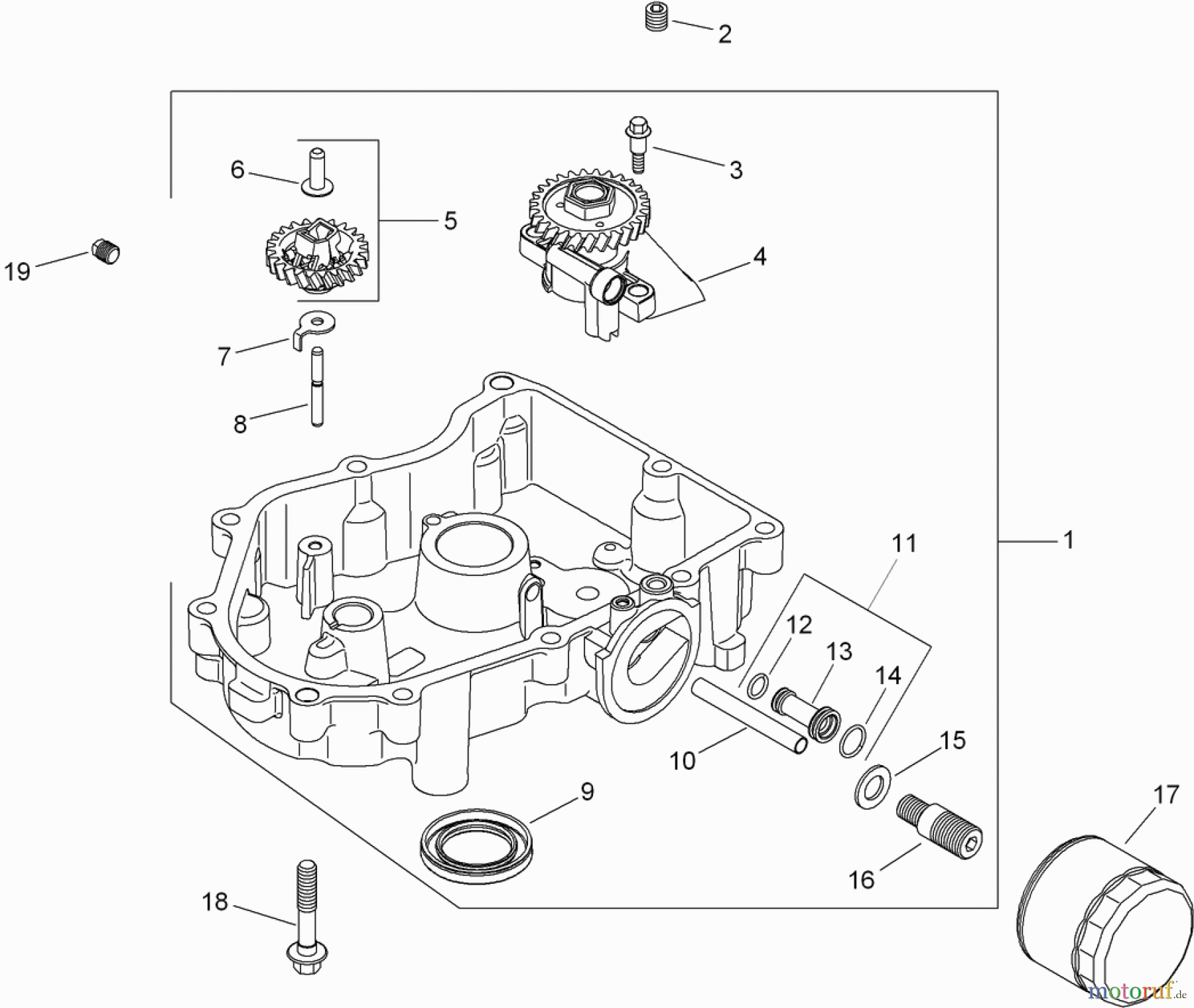 Toro Neu Mowers, Zero-Turn 74381 (Z4202) - Toro TimeCutter Z4202 Riding Mower, 2008 (280000001-280999999) OIL PAN AND LUBRICATION ASSEMBLY KOHLER SV710-0027
