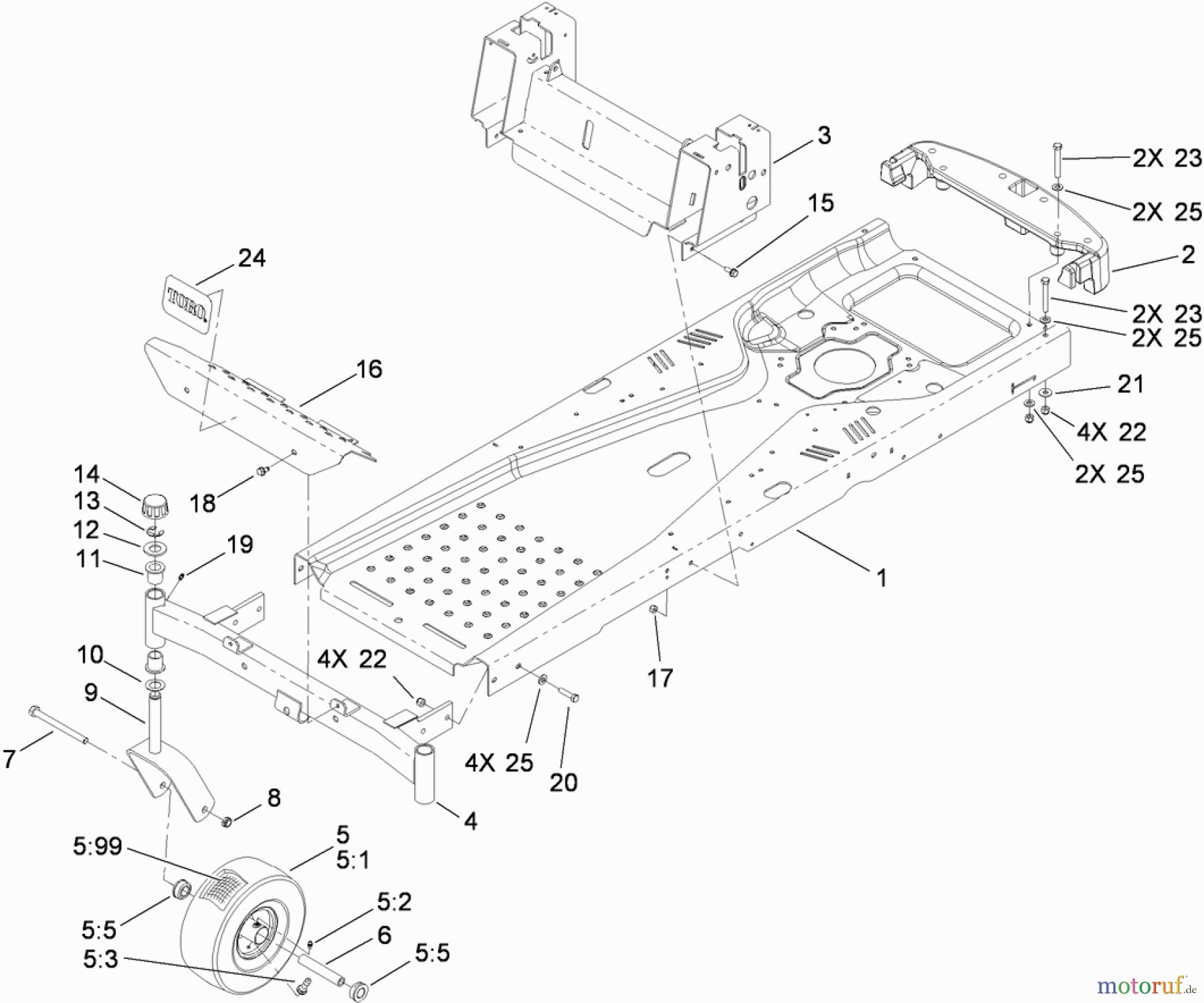 Toro Neu Mowers, Zero-Turn 74381 (Z4202) - Toro TimeCutter Z4202 Riding Mower, 2009 (290000211-290999999) FRAME ASSEMBLY