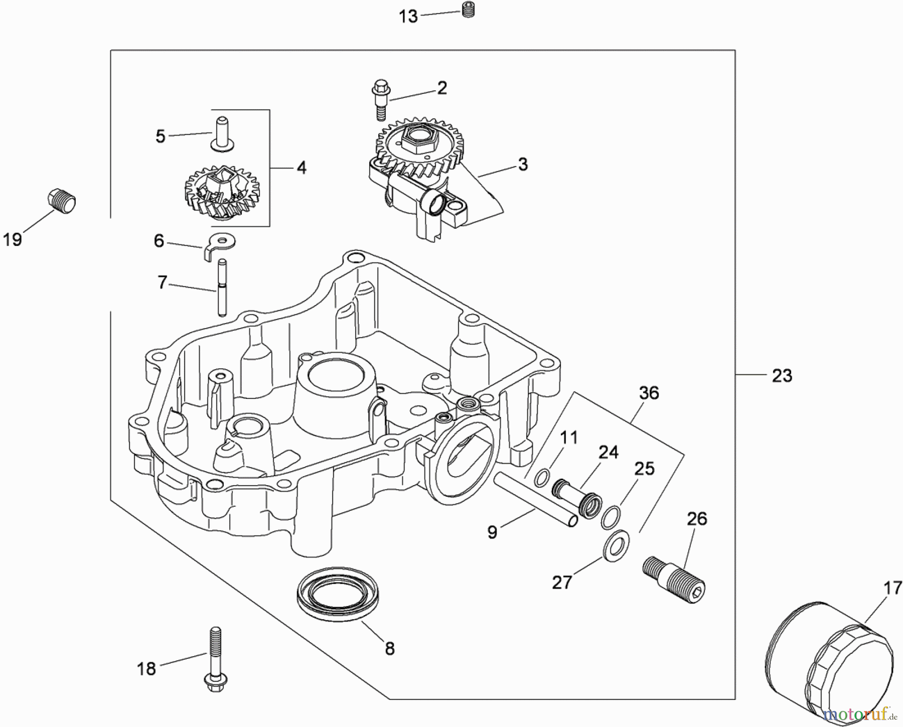 Toro Neu Mowers, Zero-Turn 74381 (Z4202) - Toro TimeCutter Z4202 Riding Mower, 2009 (290000211-290999999) OIL PAN AND LUBRICATION ASSEMBLY KOHLER SV710-0031