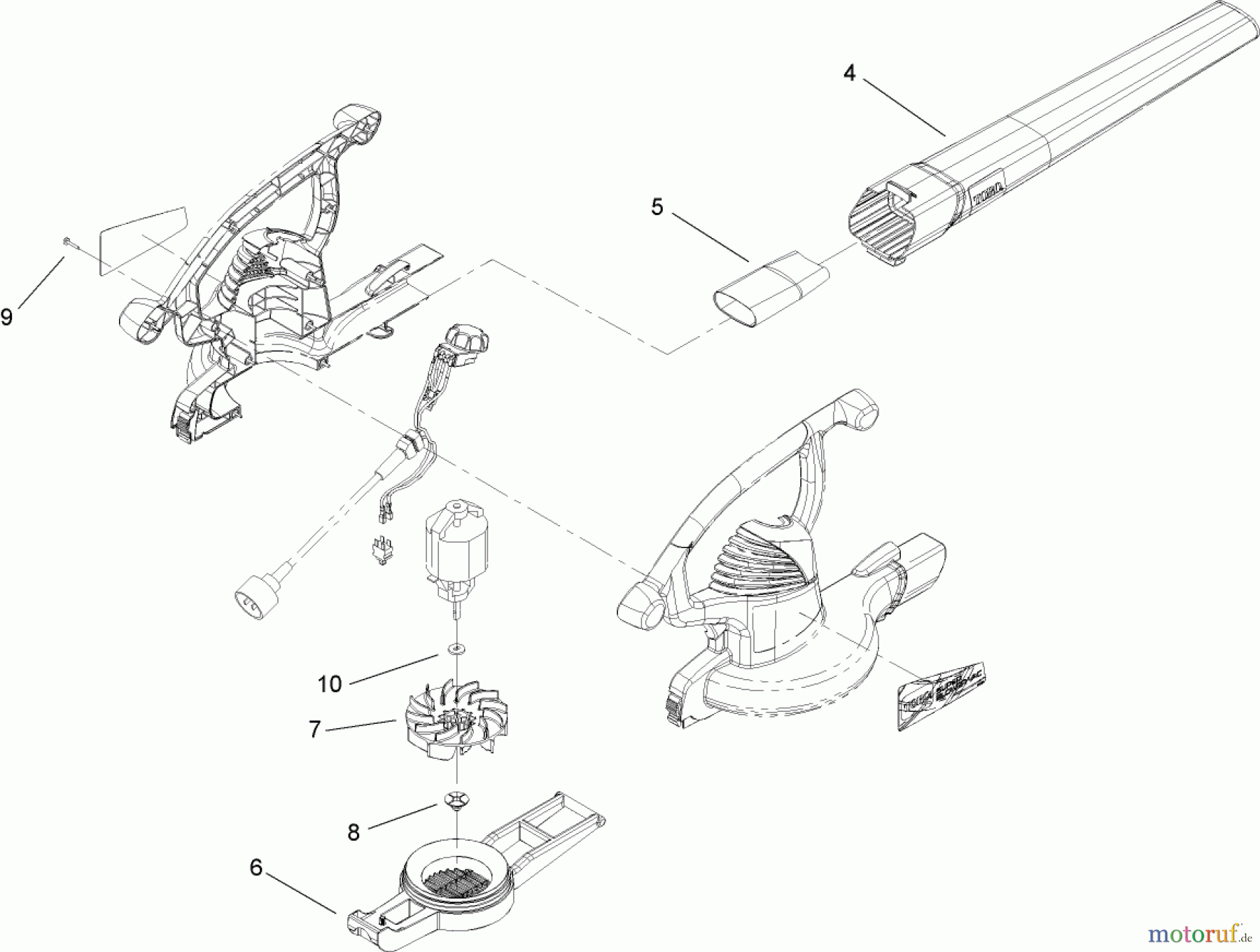Toro Neu Blowers/Vacuums/Chippers/Shredders 51592 - Toro Super Blower/Vacuum, 2007 (270000001-270999999) HOUSING AND MOTOR ASSEMBLY