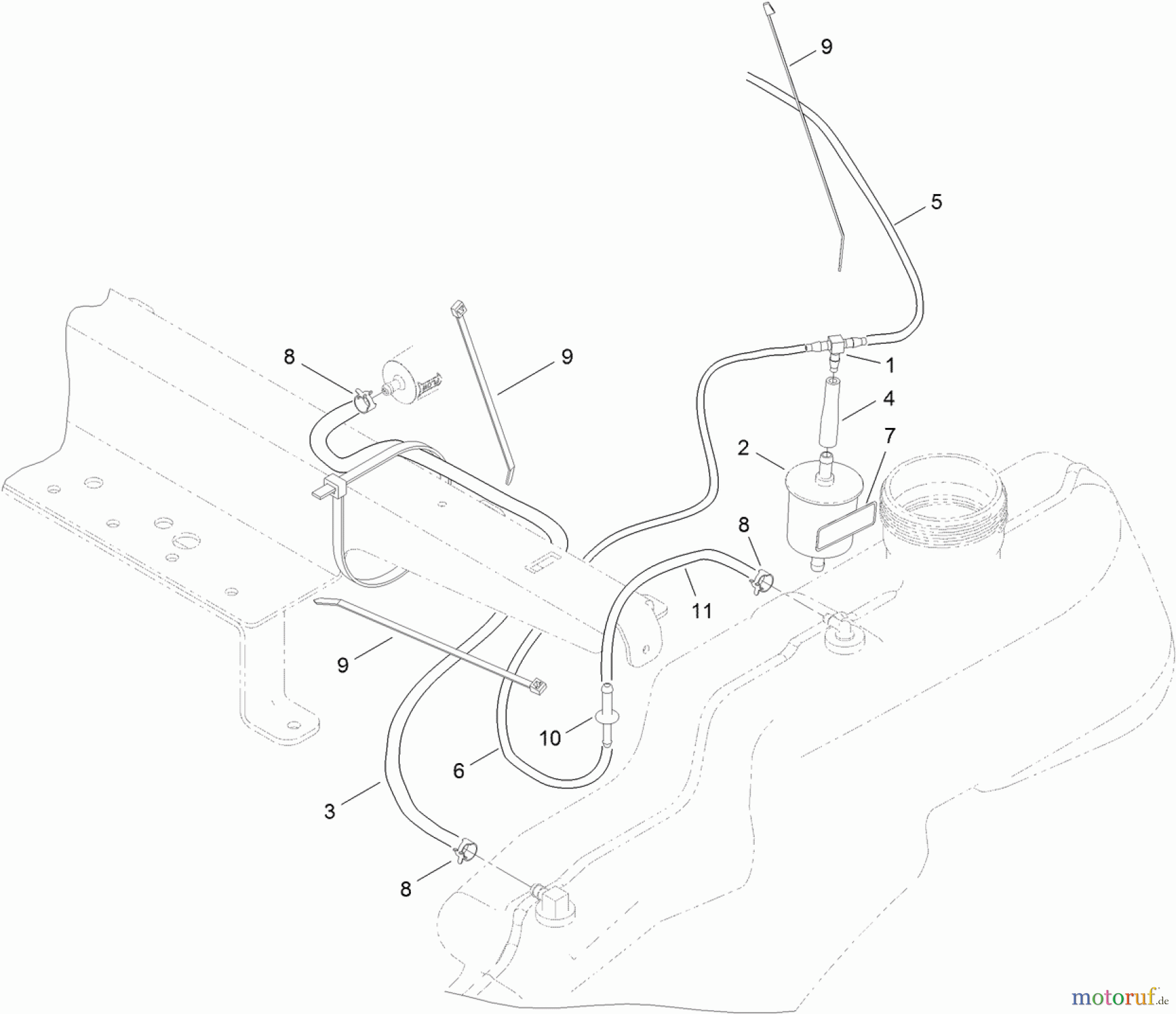 Toro Neu Mowers, Zero-Turn 74385 (ZS 3200) - Toro TimeCutter ZS 3200 Riding Mower, 2011 (311000001-311999999) FUEL DELIVERY ASSEMBLY