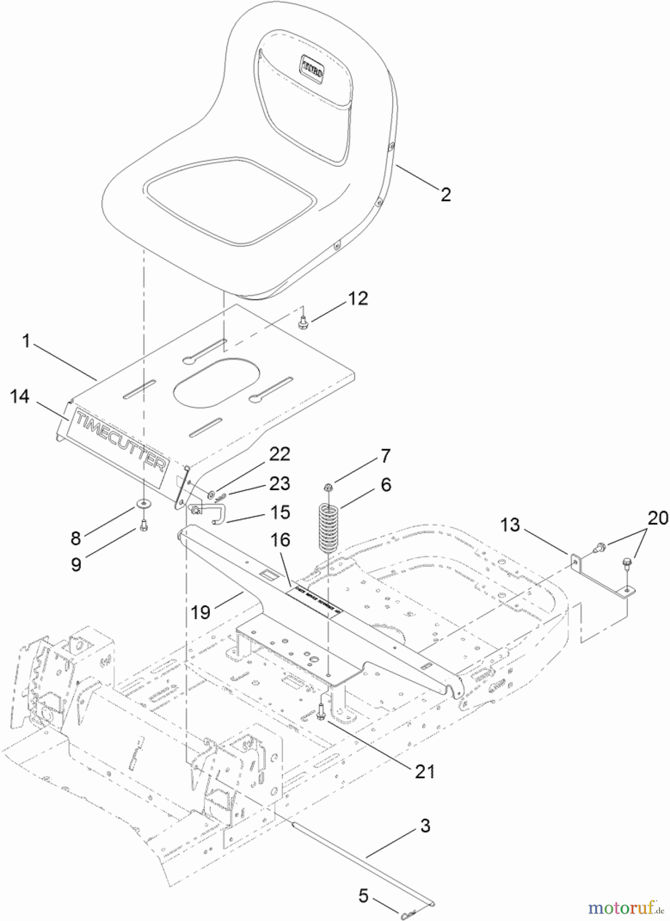 Toro Neu Mowers, Zero-Turn 74385 (ZS 3200) - Toro TimeCutter ZS 3200 Riding Mower, 2011 (311000001-311999999) SEAT ASSEMBLY