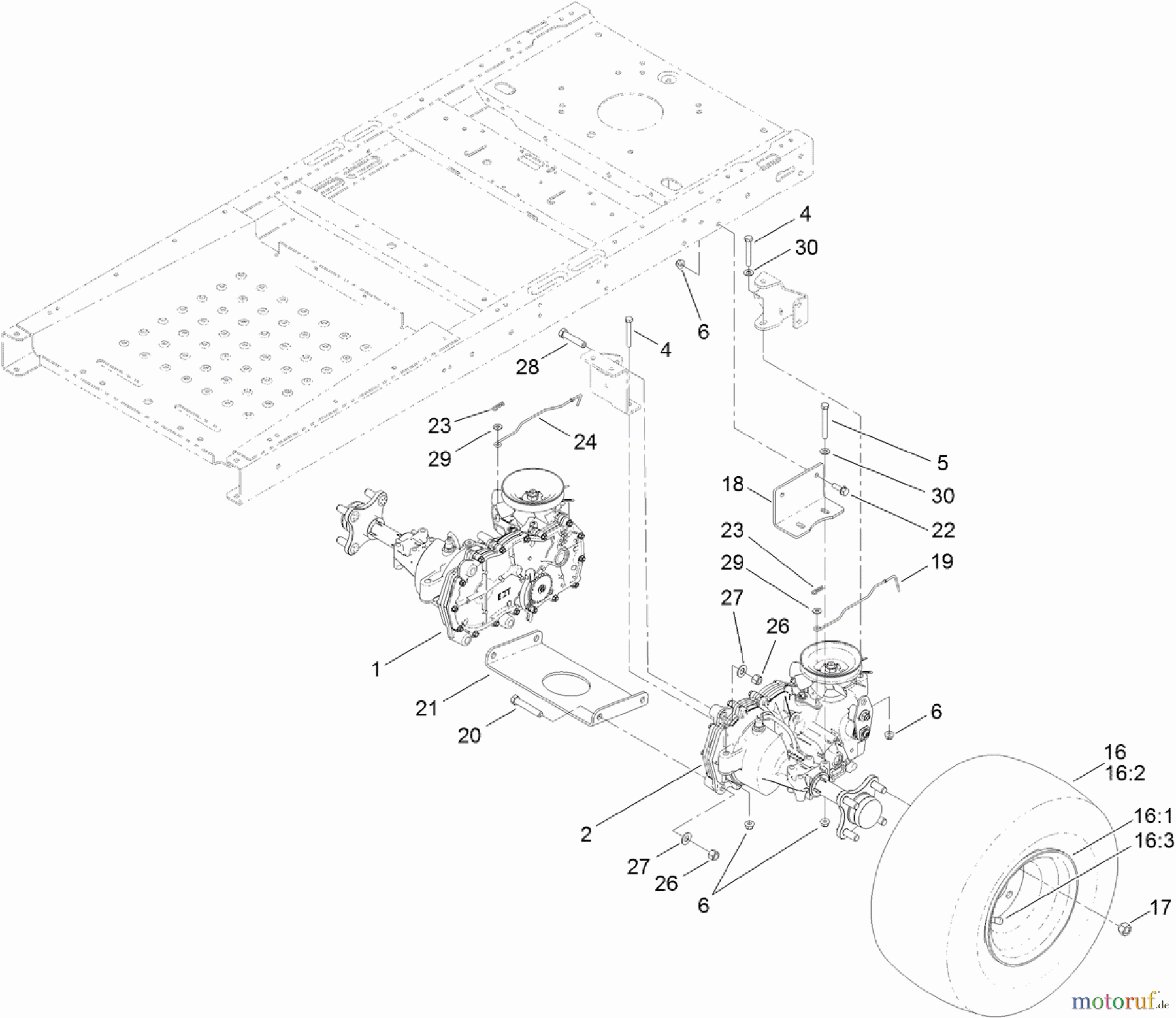 Toro Neu Mowers, Zero-Turn 74385 (ZS 3200) - Toro TimeCutter ZS 3200 Riding Mower, 2012 (SN 312000001-312999999) HYDRO TRANSAXLE ASSEMBLY