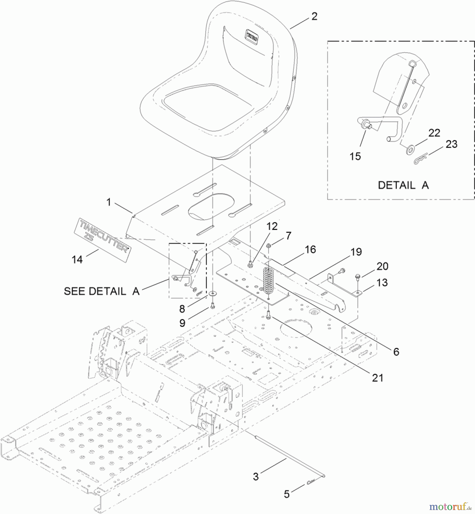  Toro Neu Mowers, Zero-Turn 74385 (ZS 3200) - Toro TimeCutter ZS 3200 Riding Mower, 2012 (SN 312000001-312999999) SEAT ASSEMBLY