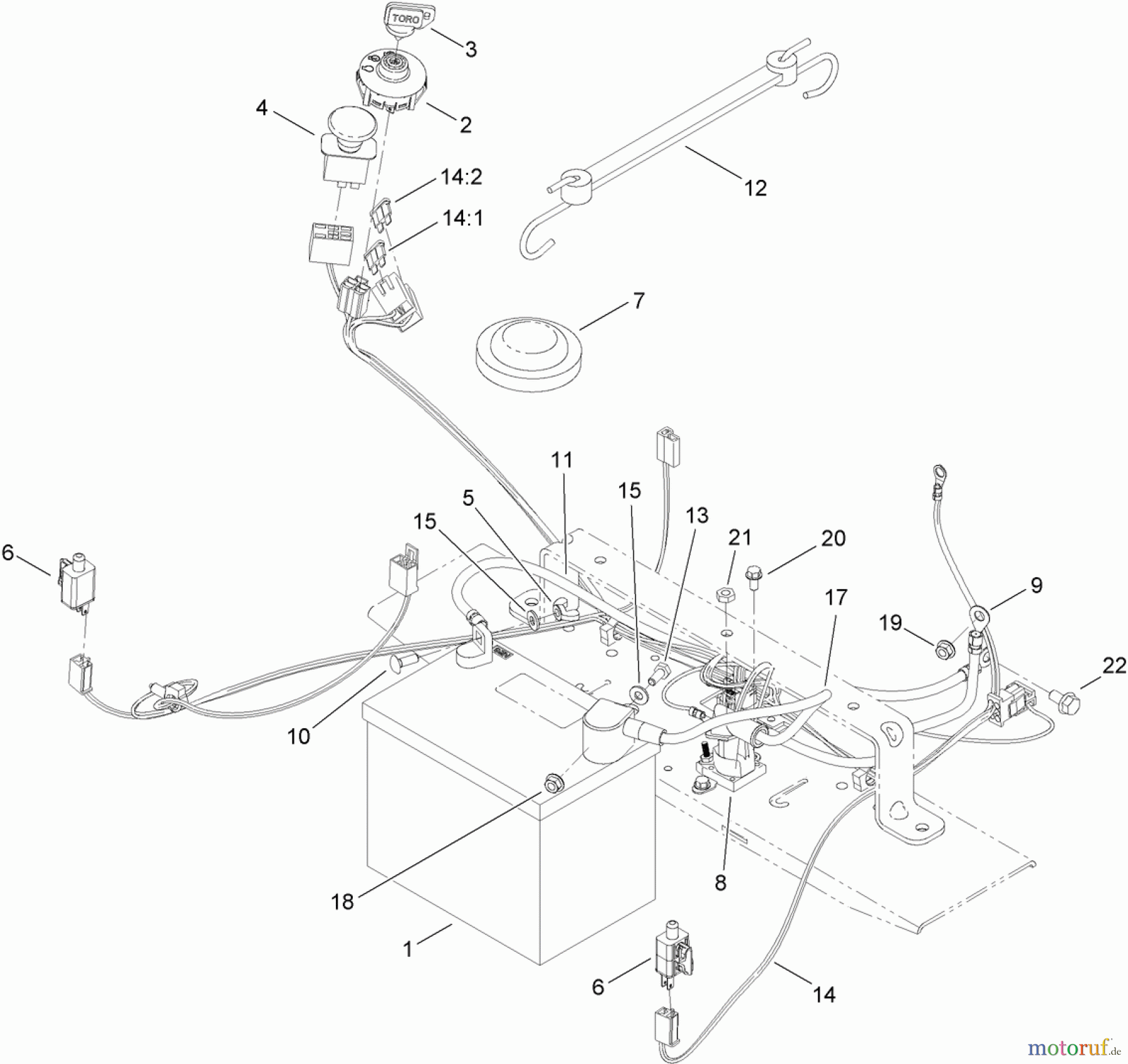 Toro Neu Mowers, Zero-Turn 74388 (ZS 3200S) - Toro TimeCutter ZS 3200S Riding Mower, 2012 (SN 312000001-312999999) ELECTRICAL ASSEMBLY