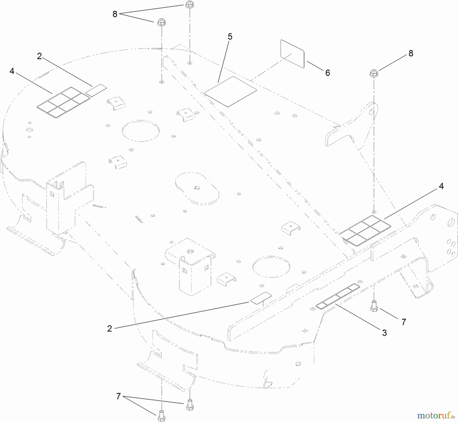  Toro Neu Mowers, Zero-Turn 74390 (ZS 4200TF) - Toro TimeCutter ZS 4200TF Riding Mower, 2012 (SN 312000001-312999999) 42 INCH DECK AND DECAL ASSEMBLY NO. 121-0733