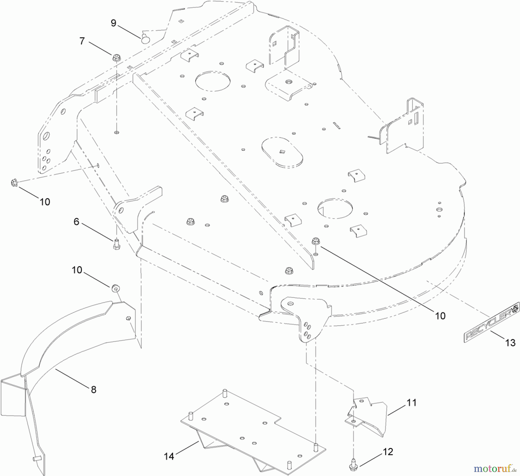 Toro Neu Mowers, Zero-Turn 74390 (ZS 4200TF) - Toro TimeCutter ZS 4200TF Riding Mower, 2012 (SN 312000001-312999999) 42 INCH DECK BAFFLE ASSEMBLY