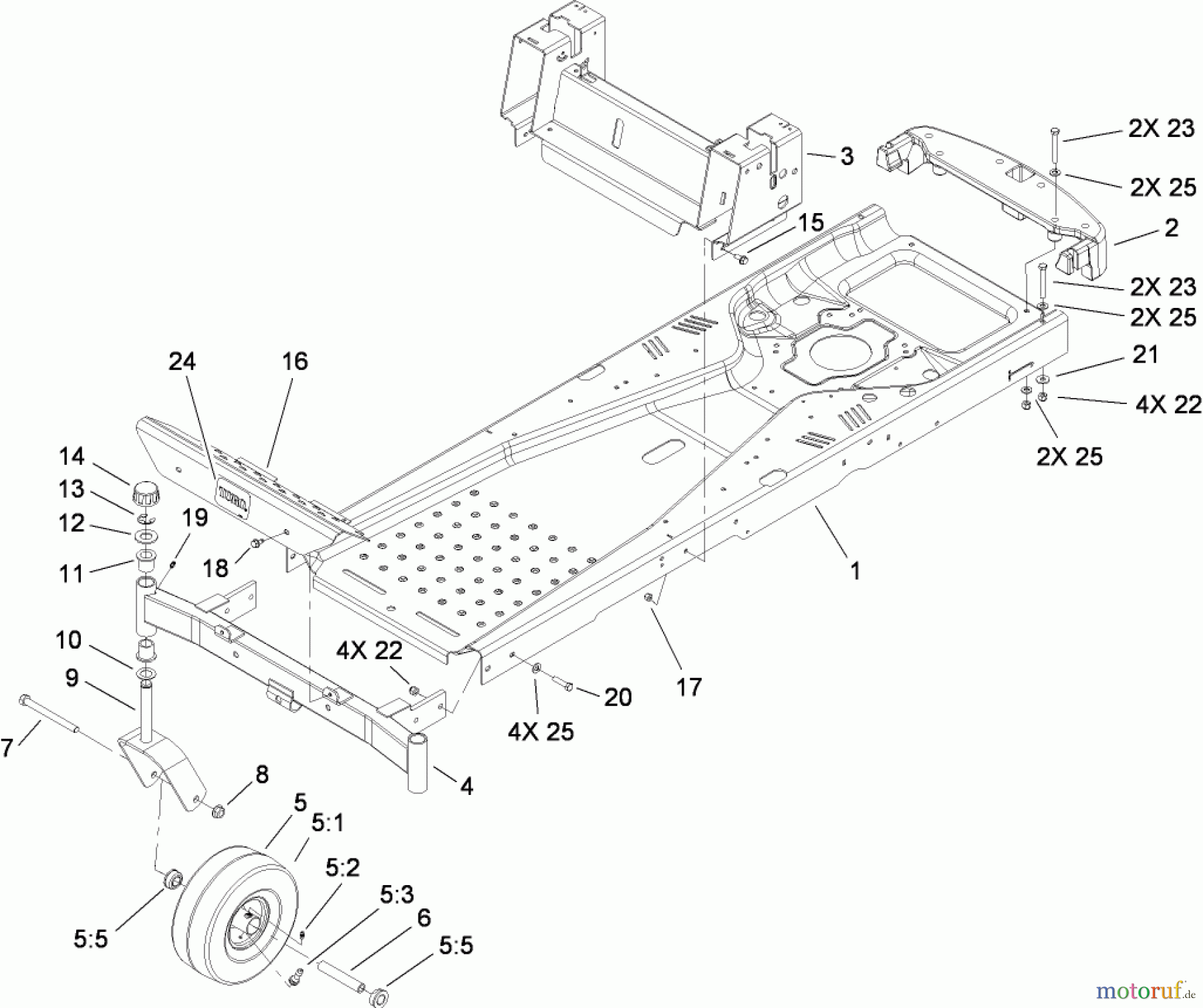 Toro Neu Mowers, Zero-Turn 74391 (Z5000) - Toro TimeCutter Z5000 Riding Mower, 2008 (280000001-280999999) FRAME ASSEMBLY