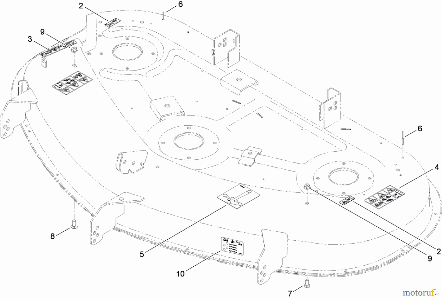  Toro Neu Mowers, Zero-Turn 74391 (Z5000) - Toro TimeCutter Z5000 Riding Mower, 2009 (290000001-290000225) 50 INCH DECK DECAL ASSEMBLY NO. 117-1291
