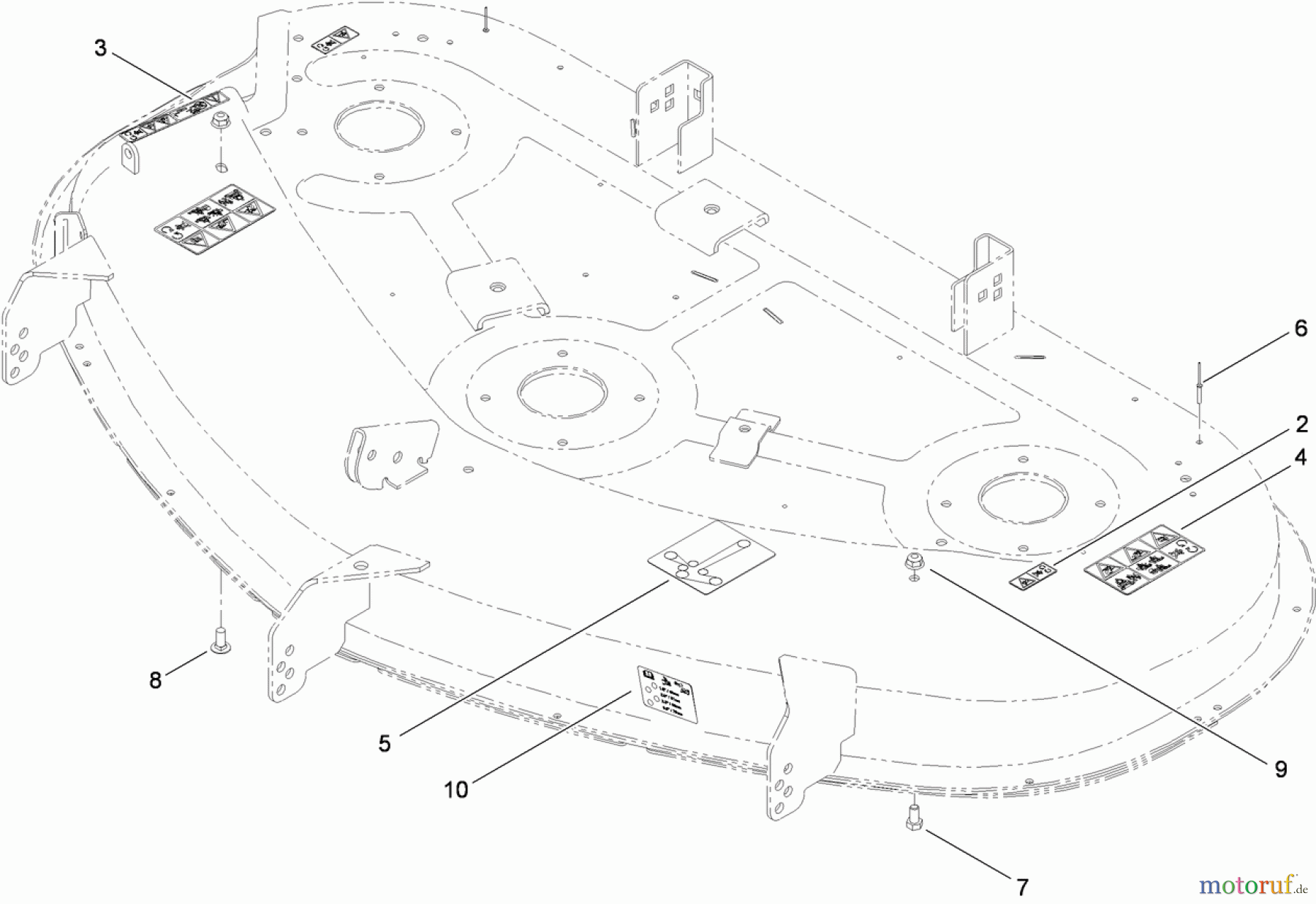 Toro Neu Mowers, Zero-Turn 74398 (Z5035) - Toro TimeCutter Z5035 Riding Mower, 2010 (310000001-310999999) 50 INCH DECK DECAL ASSEMBLY NO. 117-1291