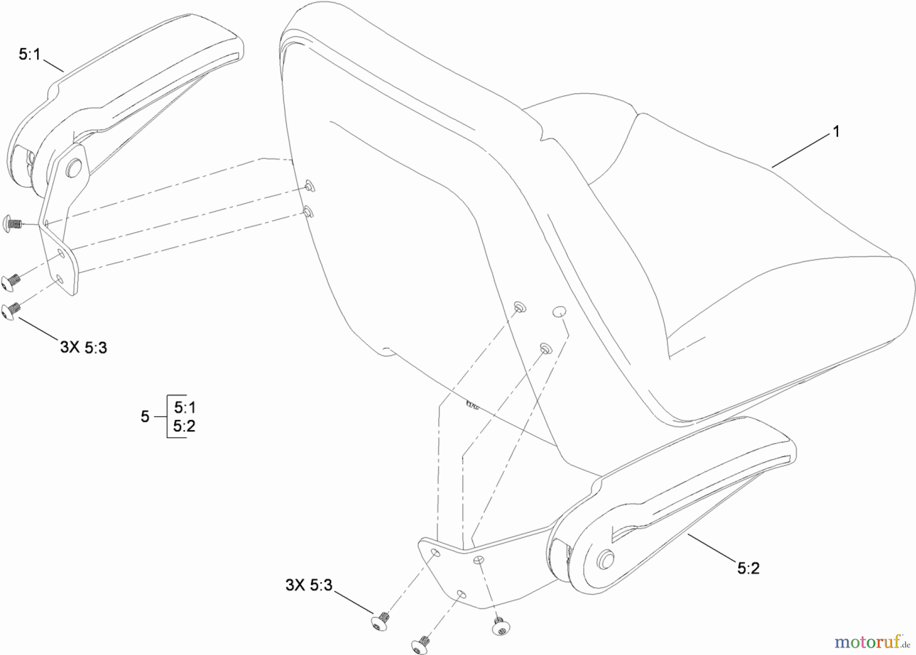 Toro Neu Mowers, Zero-Turn 74398 (Z5035) - Toro TimeCutter Z5035 Riding Mower, 2010 (310000001-310999999) SEAT AND ARMREST KIT ASSEMBLY NO. 117-1227