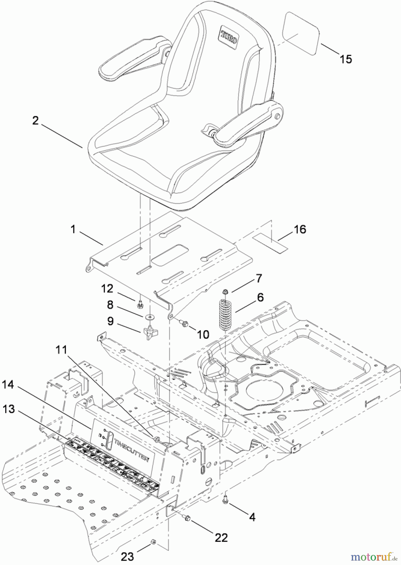 Toro Neu Mowers, Zero-Turn 74398 (Z5035) - Toro TimeCutter Z5035 Riding Mower, 2010 (310000001-310999999) SEAT ASSEMBLY