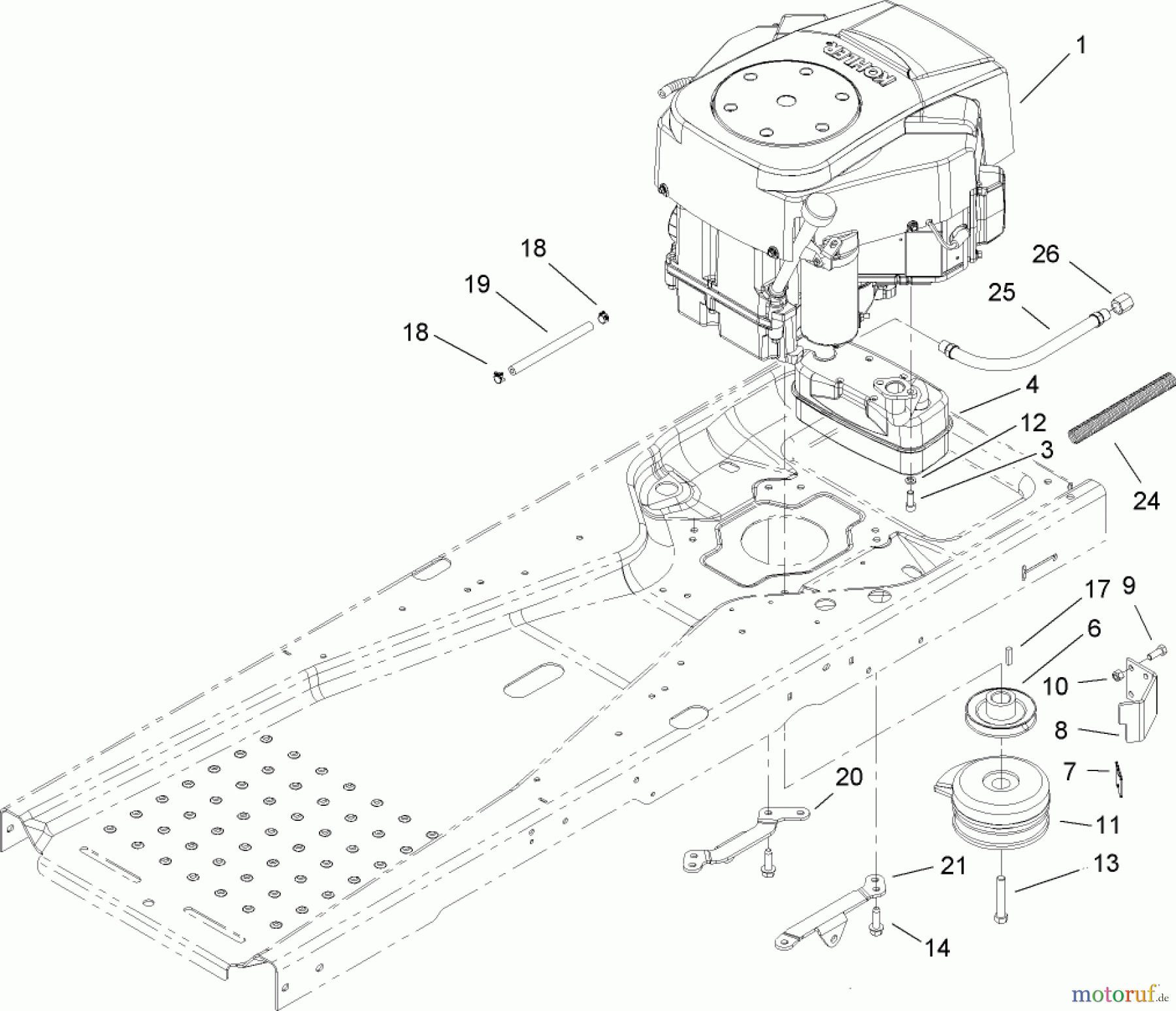 Toro Neu Mowers, Zero-Turn 74399 (Z5020) - Toro TimeCutter Z5020 Riding Mower, 2007 (270000001-270999999) ENGINE AND CLUTCH ASSEMBLY