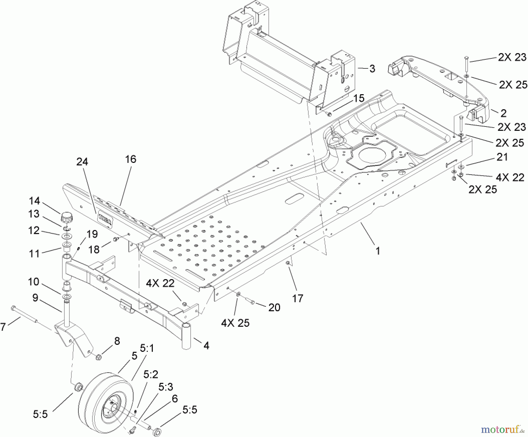 Toro Neu Mowers, Zero-Turn 74399 (Z5020) - Toro TimeCutter Z5020 Riding Mower, 2007 (270000001-270999999) FRAME ASSEMBLY