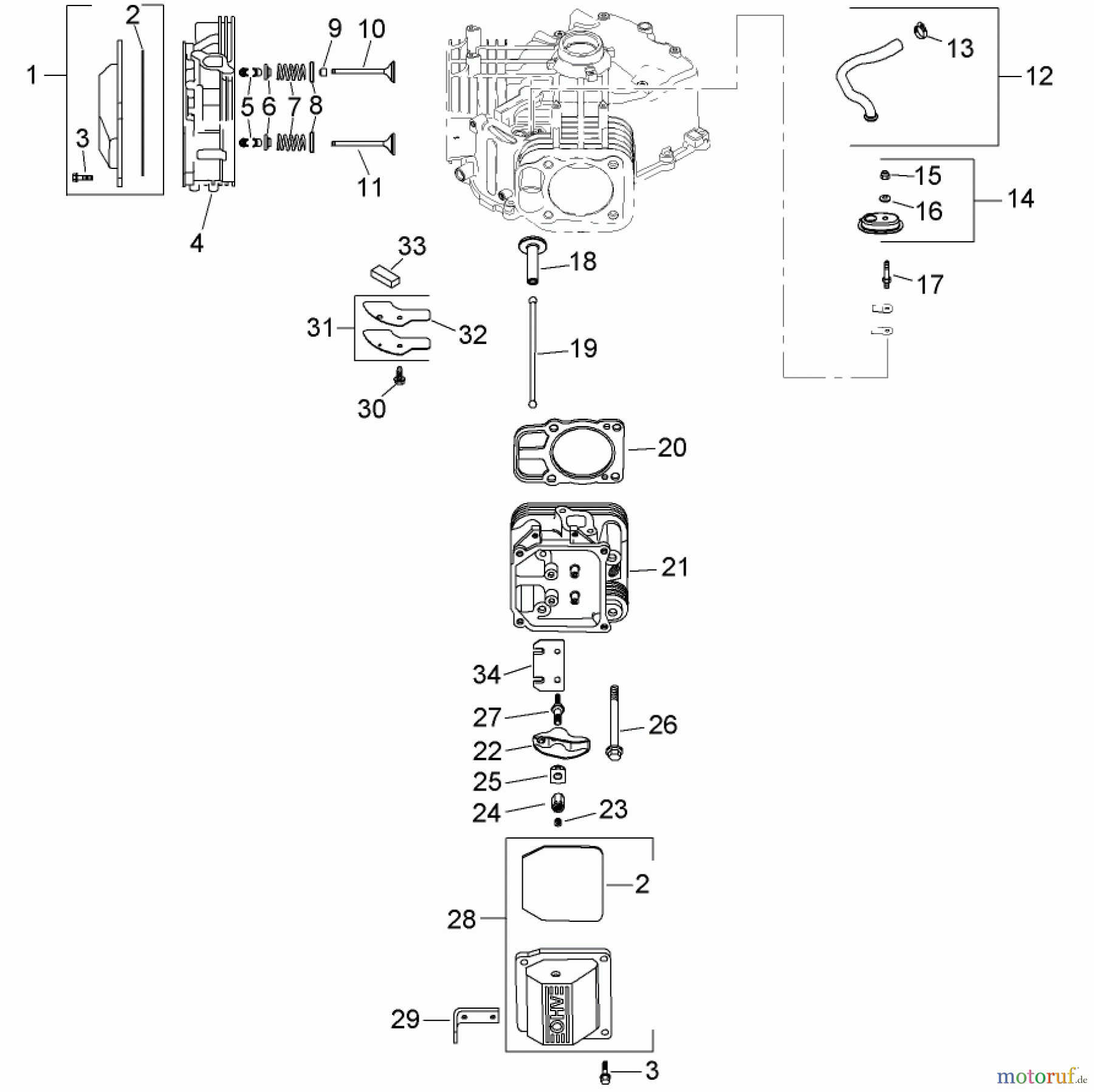 Toro Neu Mowers, Zero-Turn 74399 (Z5020) - Toro TimeCutter Z5020 Riding Mower, 2008 (280000001-280999999) HEAD, VALVE AND BREATHER ASSEMBLY KOHLER SV720-0032
