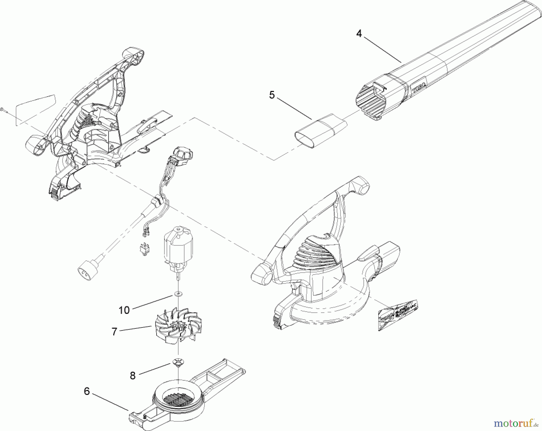 Toro Neu Blowers/Vacuums/Chippers/Shredders 51594 - Toro Ultra Blower/Vacuum, 2007 (270000001-270999999) TUBE AND IMPELLER ASSEMBLY
