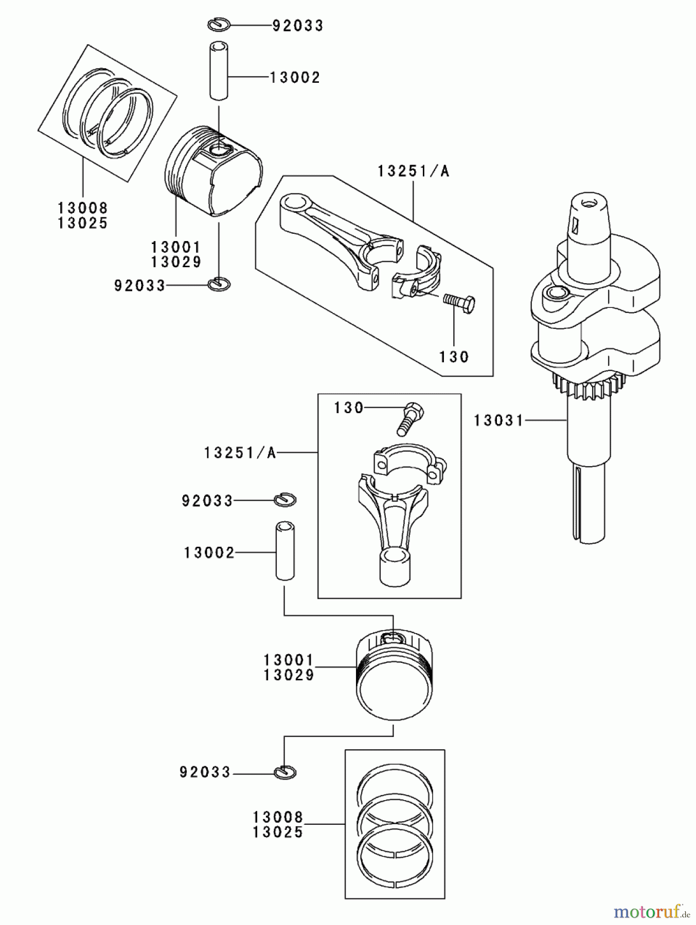 Toro Neu Mowers, Zero-Turn 74401 (17-44ZX) - Toro 17-44ZX TimeCutter ZX Riding Mower, 2003 (230000001-230999999) PISTON/CRANKSHAFT ASSEMBLY KAWASAKI FH500V-BS36