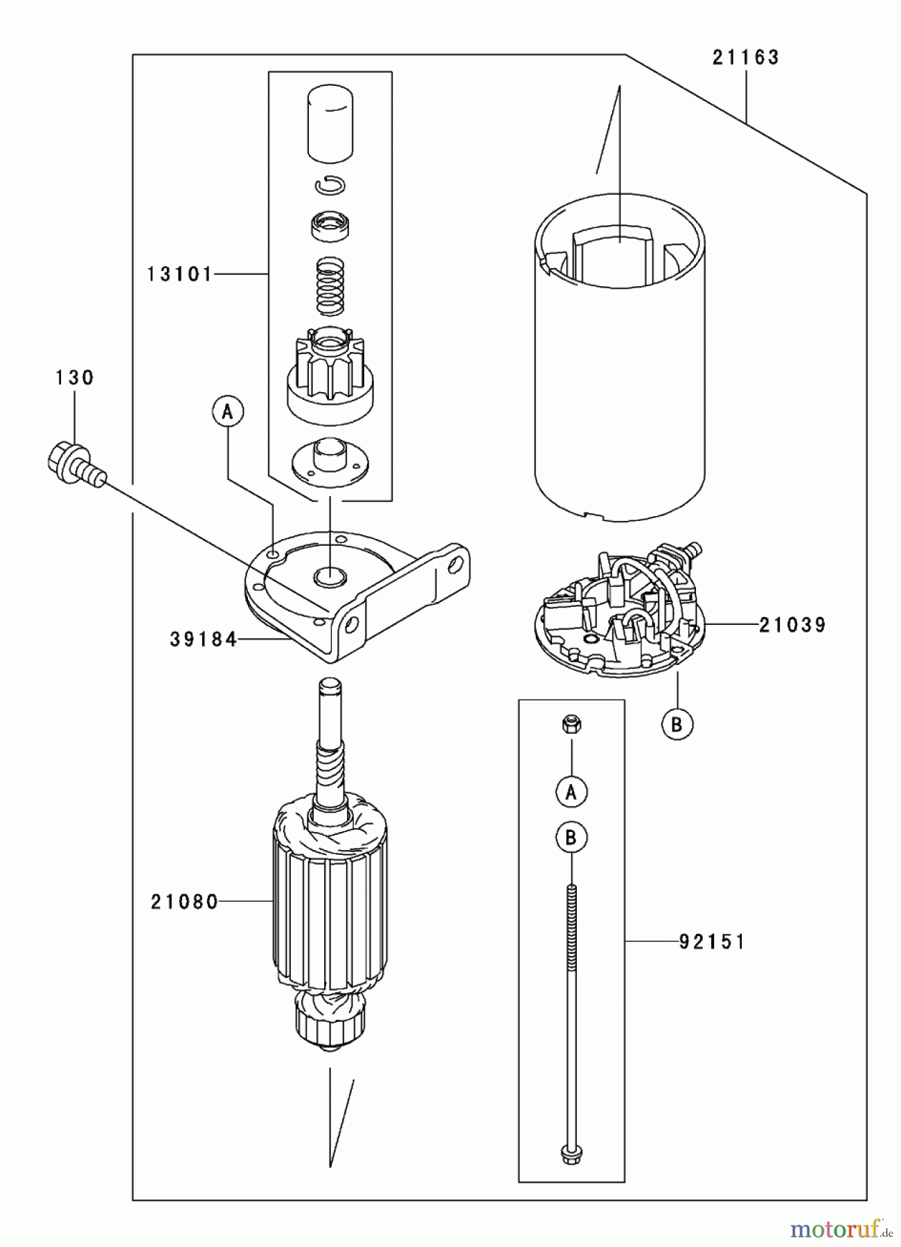 Toro Neu Mowers, Zero-Turn 74401 (17-44ZX) - Toro 17-44ZX TimeCutter ZX Riding Mower, 2003 (230000001-230999999) STARTER ASSEMBLY KAWASAKI FH500V-BS36