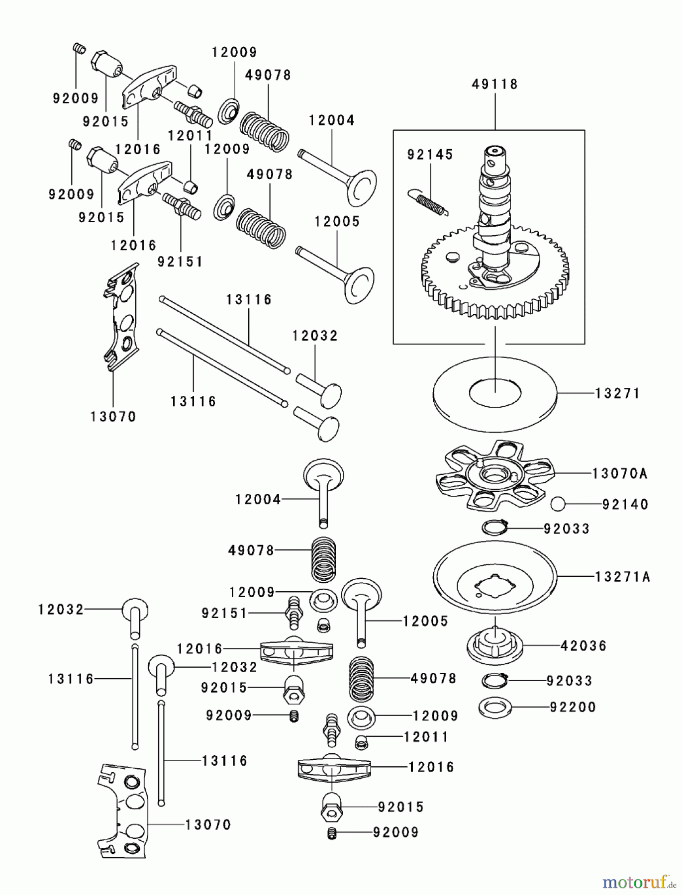 Toro Neu Mowers, Zero-Turn 74401 (17-44ZX) - Toro 17-44ZX TimeCutter ZX Riding Mower, 2003 (230000001-230999999) VALVE AND CAMSHAFT ASSEMBLY KAWASAKI FH500V-BS36