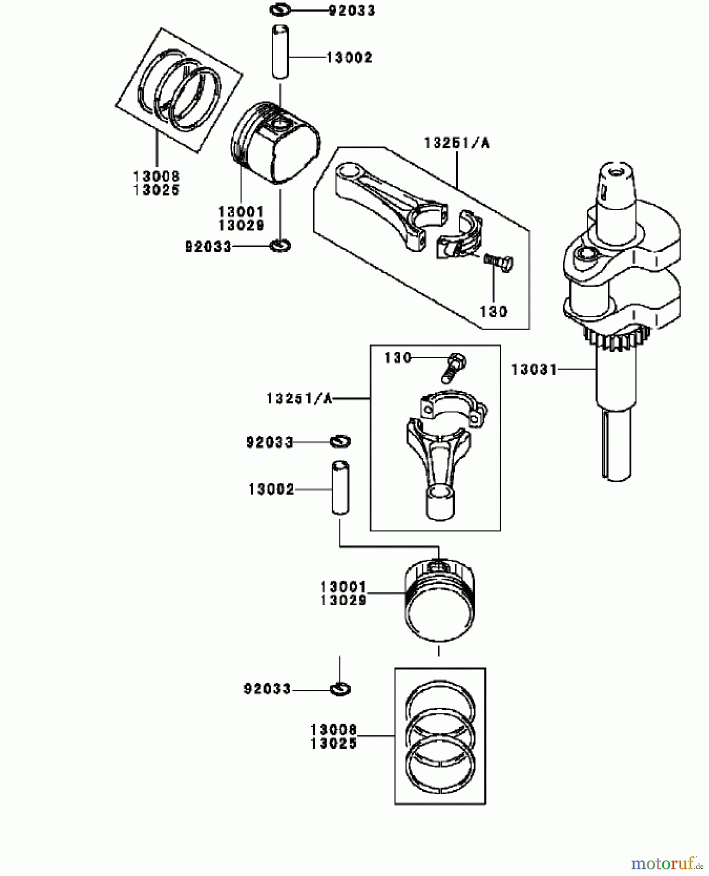  Toro Neu Mowers, Zero-Turn 74401 (17-44ZX) - Toro 17-44ZX TimeCutter ZX Riding Mower, 2004 (240000001-240999999) PISTON AND CRANKSHAFT ASSEMBLY KAWASAKI FH500V-BS36