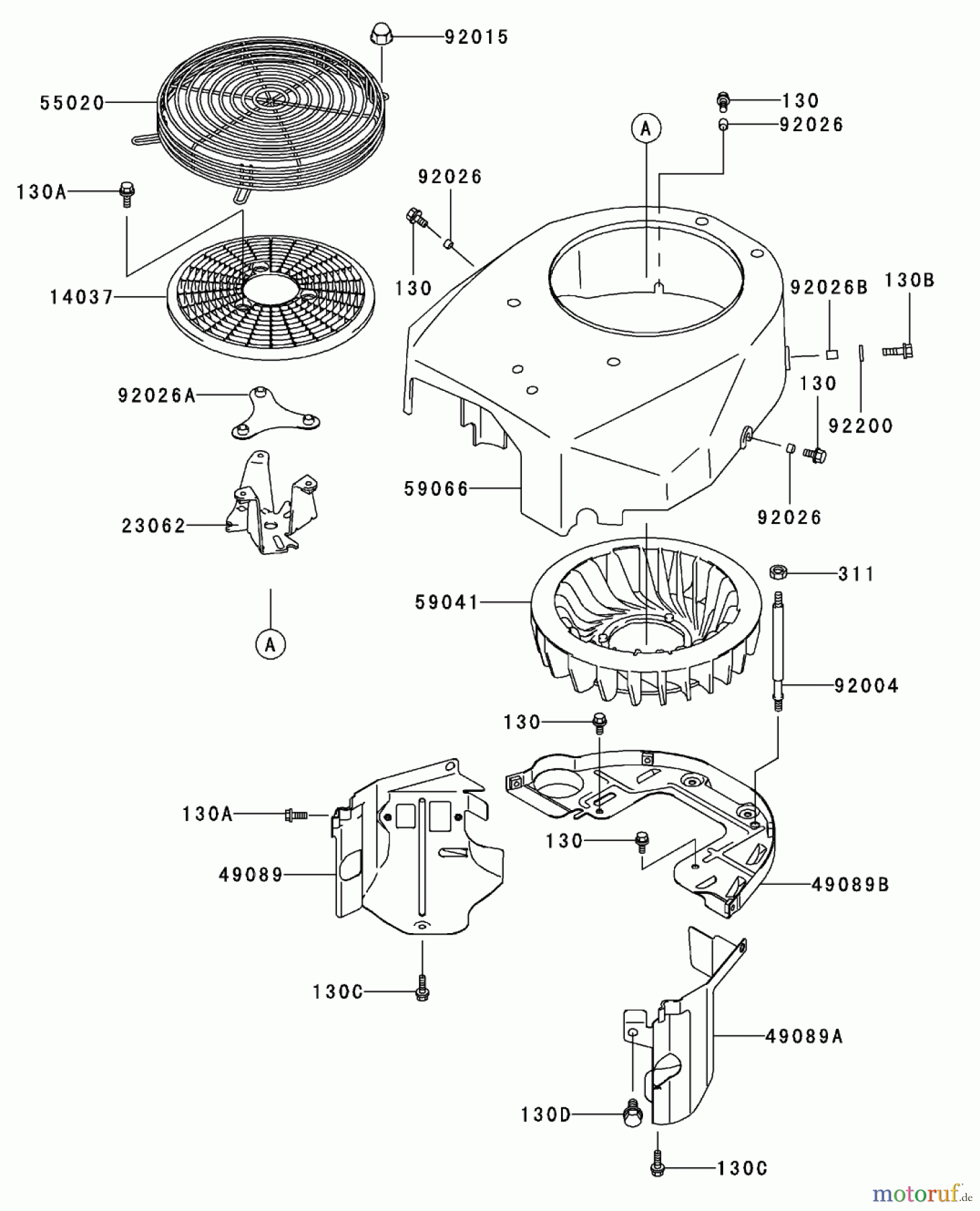 Toro Neu Mowers, Zero-Turn 74401 (Z17-44) - Toro Z17-44 TimeCutter Z Riding Mower, 2002 (220000001-220999999) COOLING EQUIPMENT ASSEMBLY KAWASAKI FH500V-AS36