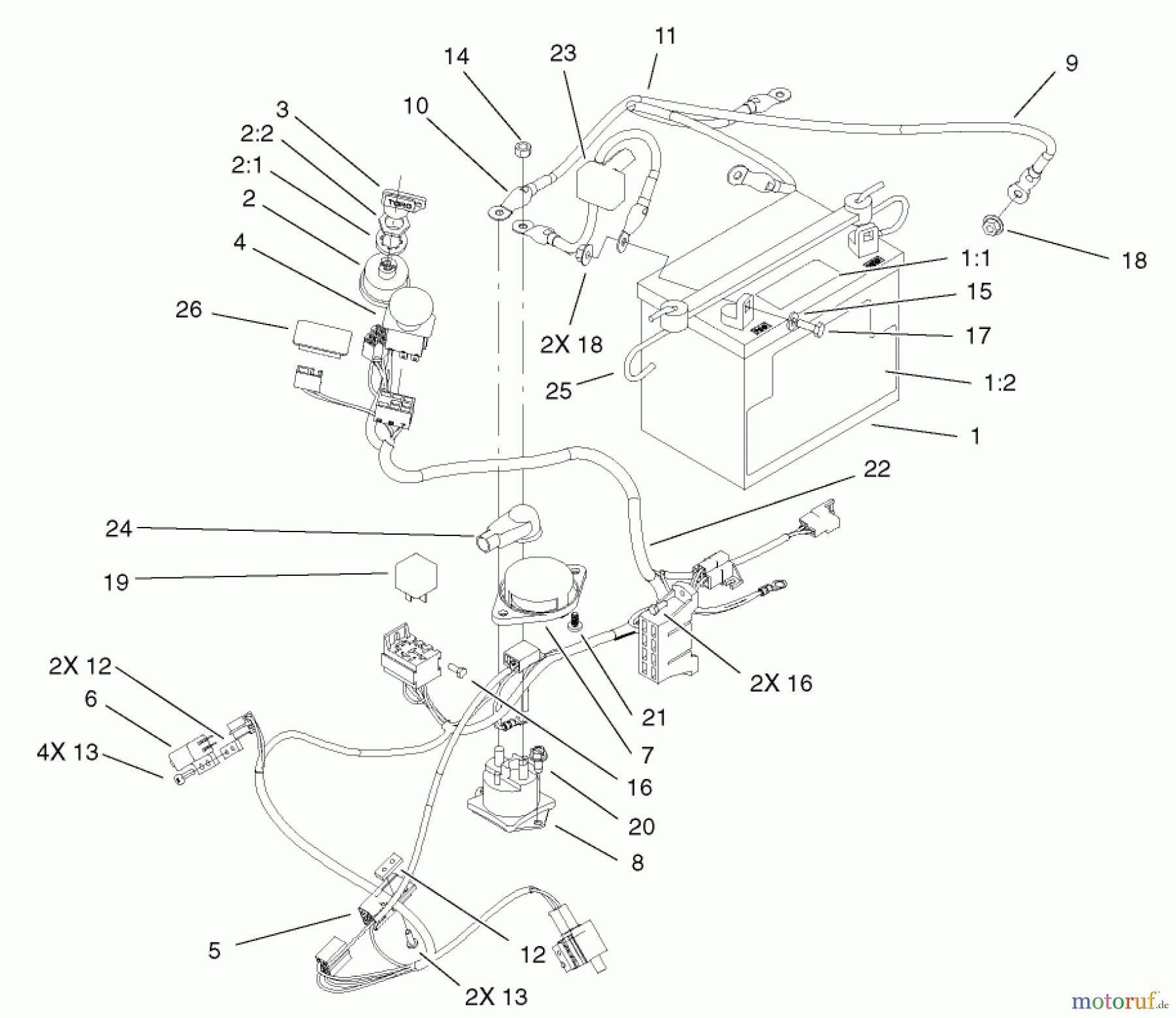 Toro Neu Mowers, Zero-Turn 74401 (Z17-44) - Toro Z17-44 TimeCutter Z Riding Mower, 2002 (220000001-220999999) ELECTRICAL ASSEMBLY