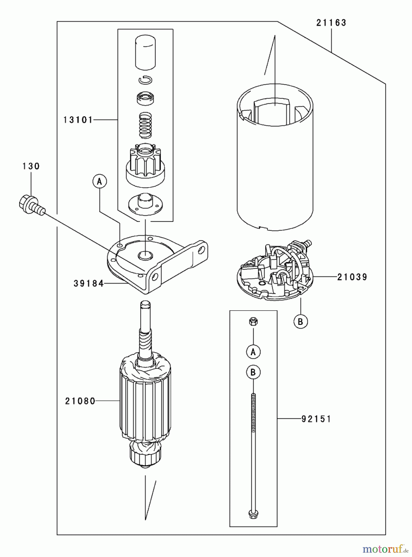  Toro Neu Mowers, Zero-Turn 74401 (Z17-44) - Toro Z17-44 TimeCutter Z Riding Mower, 2002 (220000001-220999999) STARTER ASSEMBLY KAWASAKI FH500V-AS36