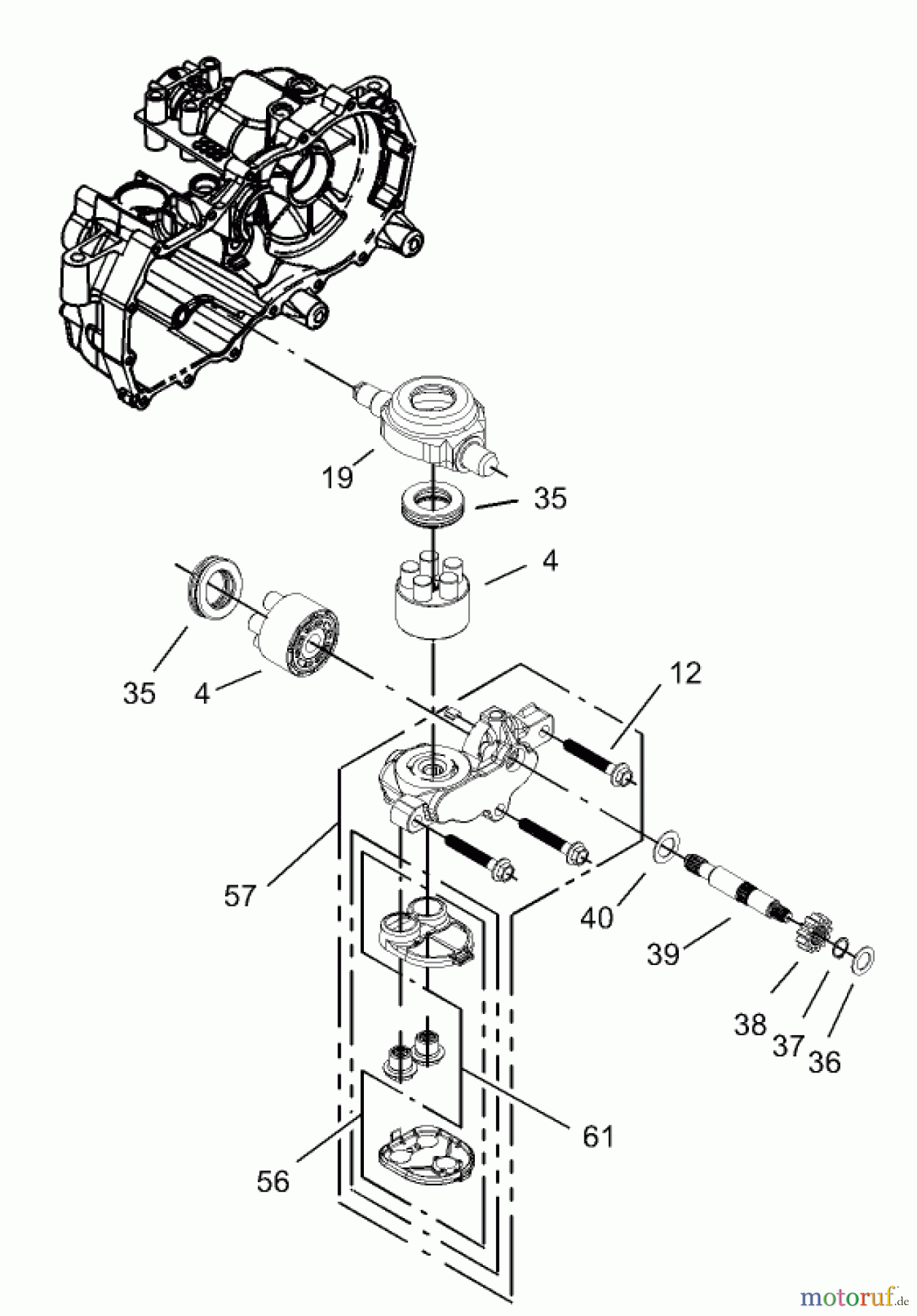  Toro Neu Mowers, Zero-Turn 74402 (14-38Z) - Toro 14-38Z TimeCutter Z Riding Mower, 2003 (230000001-230999999) CYLINDER BLOCK ASSEMBLY LH HYDROSTAT NO. 105-3492