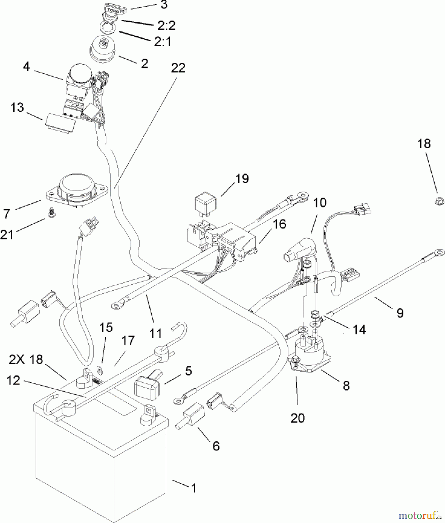 Toro Neu Mowers, Zero-Turn 74402 (14-38Z) - Toro 14-38Z TimeCutter Z Riding Mower, 2004 (240000001-240999999) ELECTRICAL SYSTEM ASSEMBLY