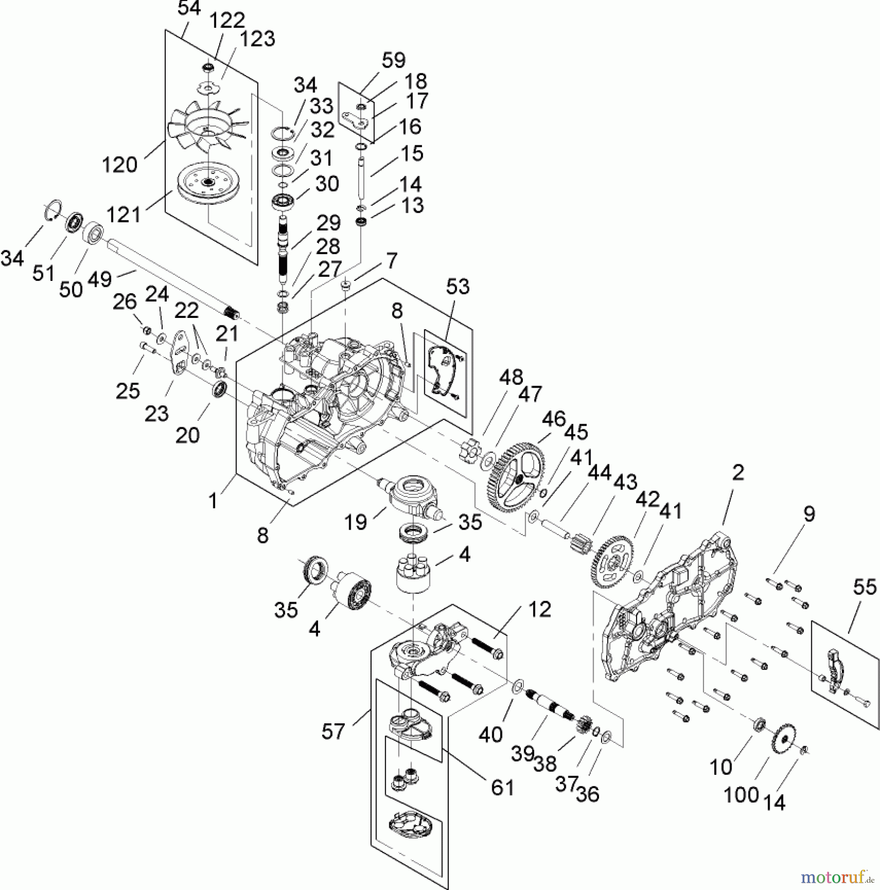 Toro Neu Mowers, Zero-Turn 74402 (14-38Z) - Toro 14-38Z TimeCutter Z Riding Mower, 2004 (240000001-240999999) LH HYDROSTAT ASSEMBLY PART NO. 107-2465