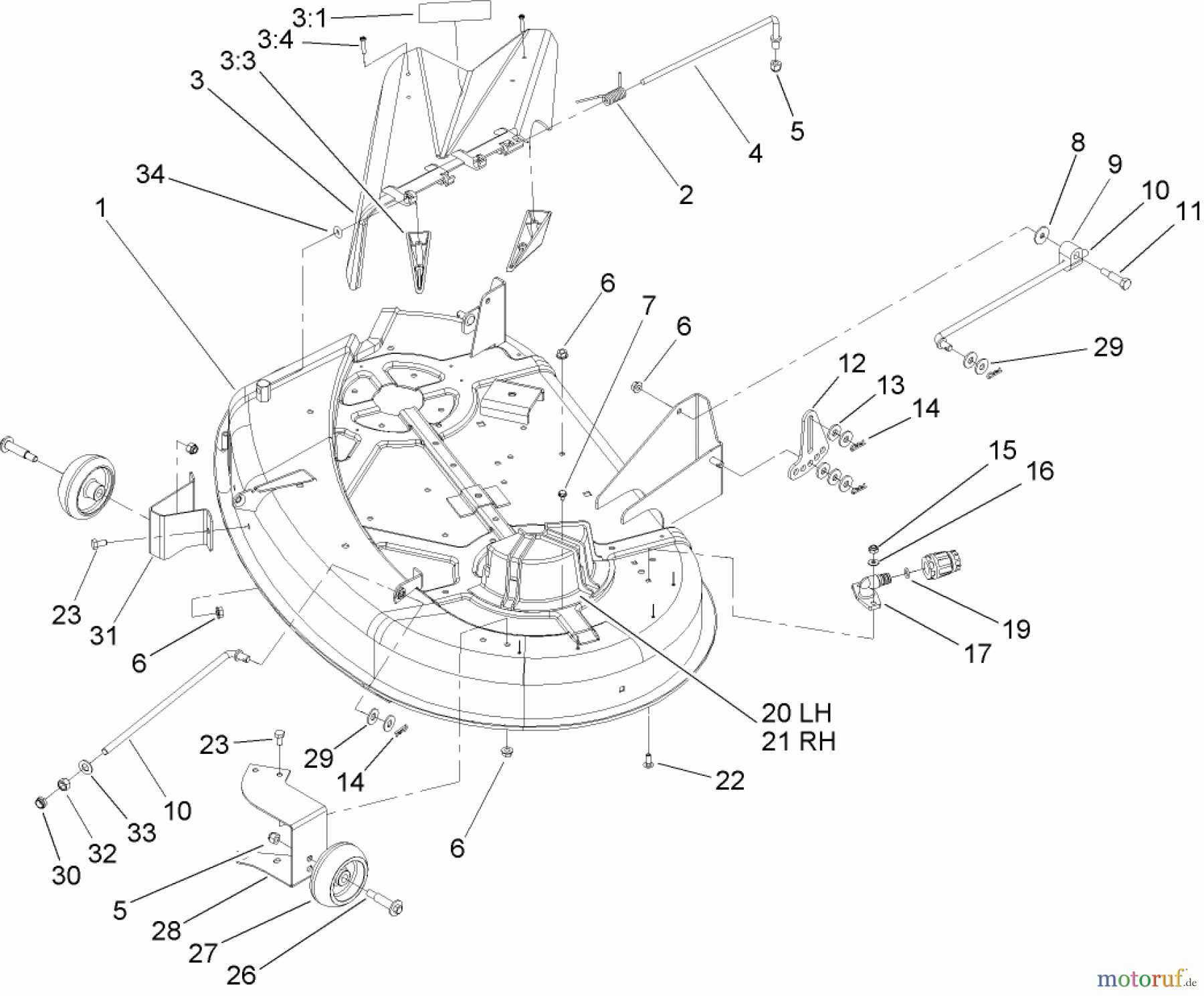 Toro Neu Mowers, Zero-Turn 74402 (Z380) - Toro TimeCutter Z380 Riding Mower, 2005 (250000001-250999999) 38 INCH DECK ASSEMBLY