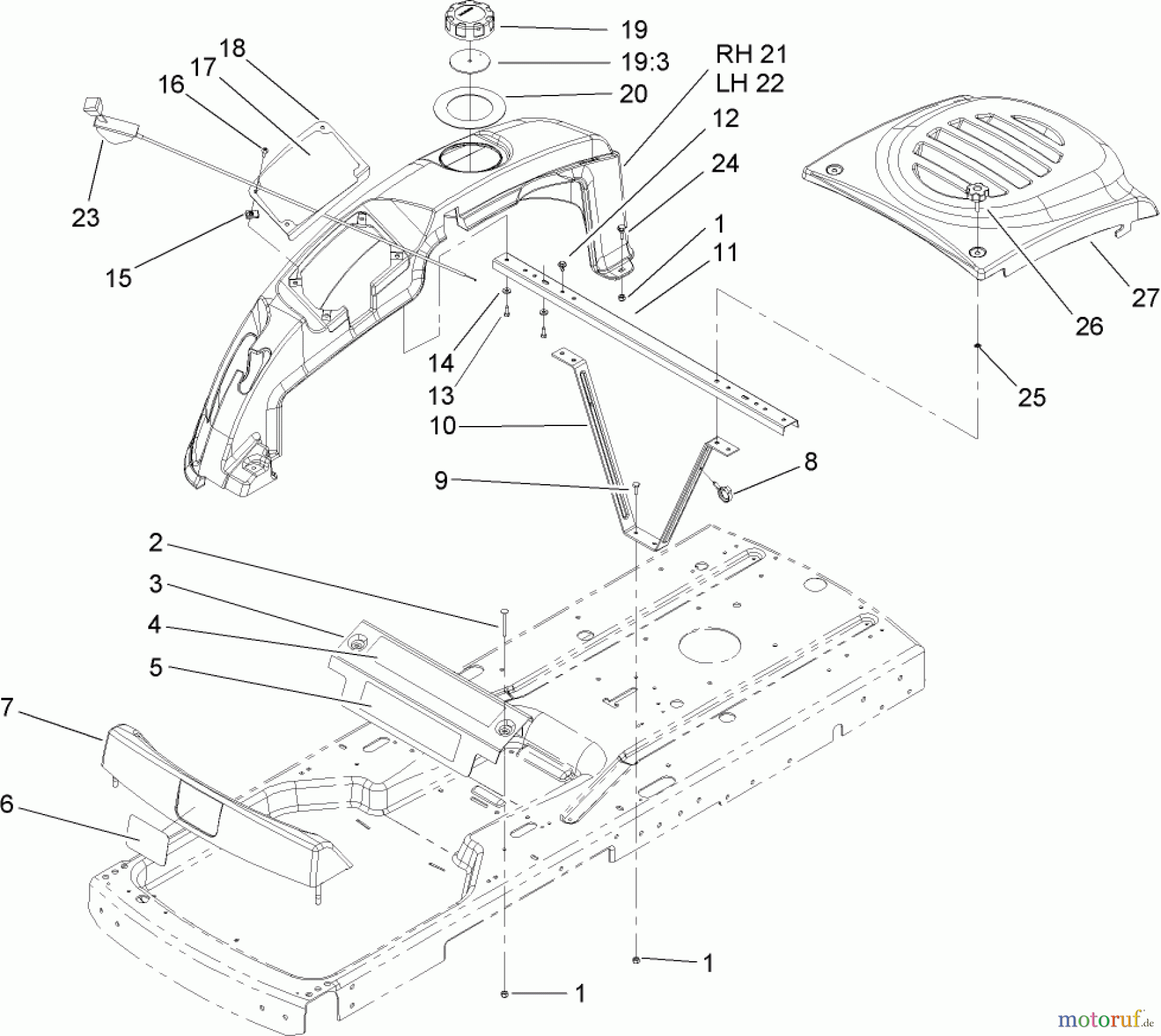 Toro Neu Mowers, Zero-Turn 74402 (Z380) - Toro TimeCutter Z380 Riding Mower, 2005 (250000001-250999999) STYLING ASSEMBLY