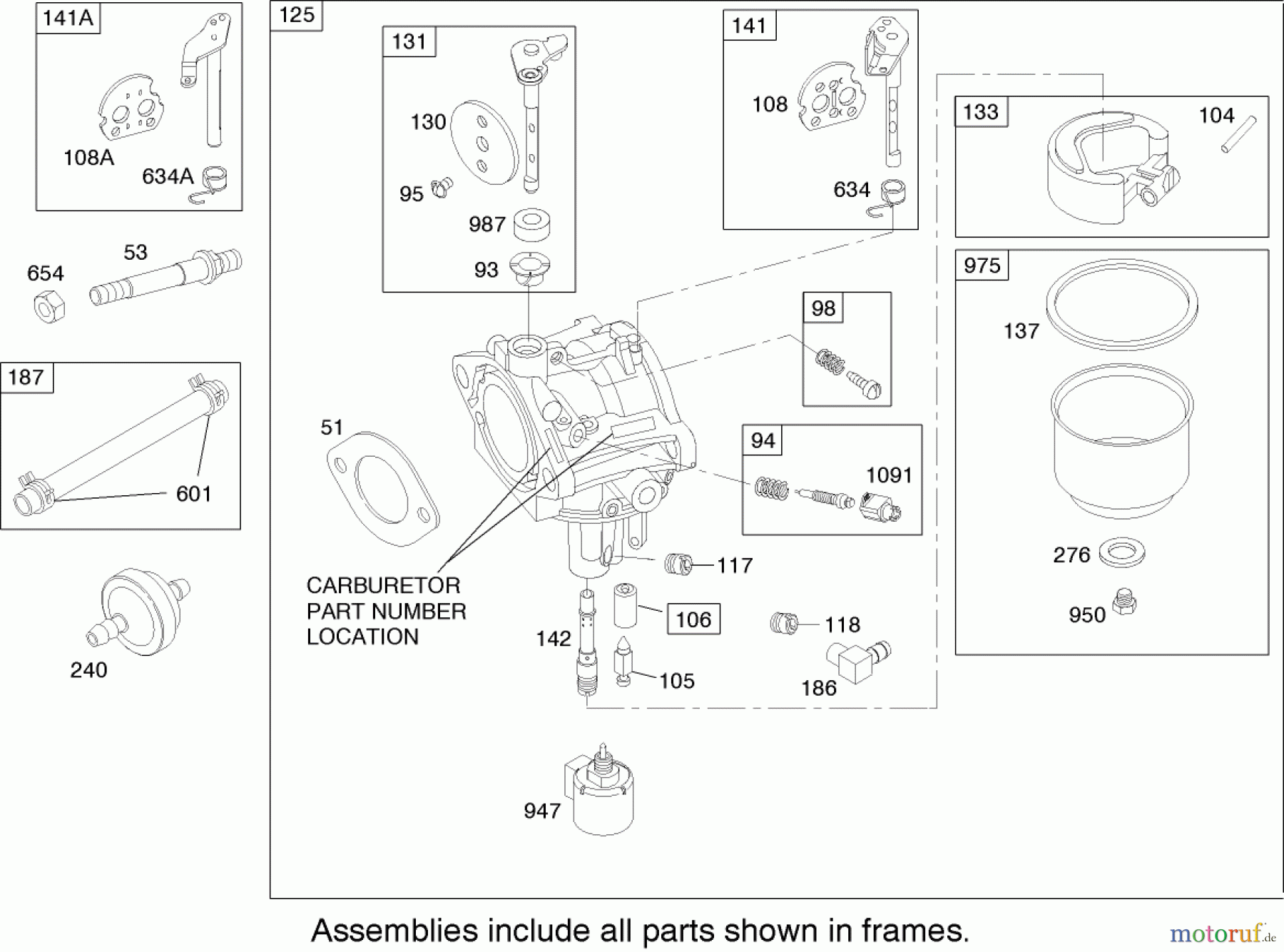 Toro Neu Mowers, Zero-Turn 74402 (Z380) - Toro TimeCutter Z380 Riding Mower, 2006 (260000001-260999999) CARBURETOR ASSEMBLY BRIGGS AND STRATTON 280H07-0166-E1