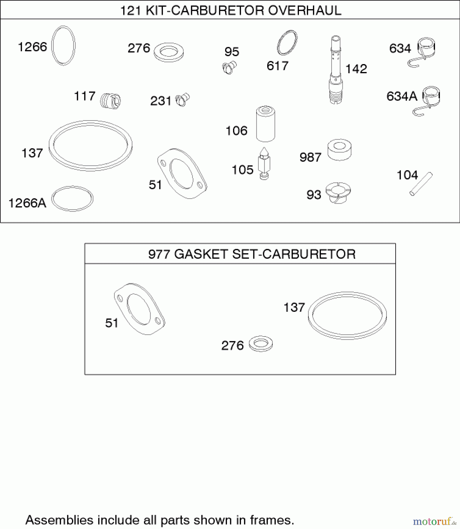 Toro Neu Mowers, Zero-Turn 74402 (Z380) - Toro TimeCutter Z380 Riding Mower, 2006 (260000001-260999999) CARBURETOR OVERHAUL KIT ASSEMBLY BRIGGS AND STRATTON 280H07-0166-E1