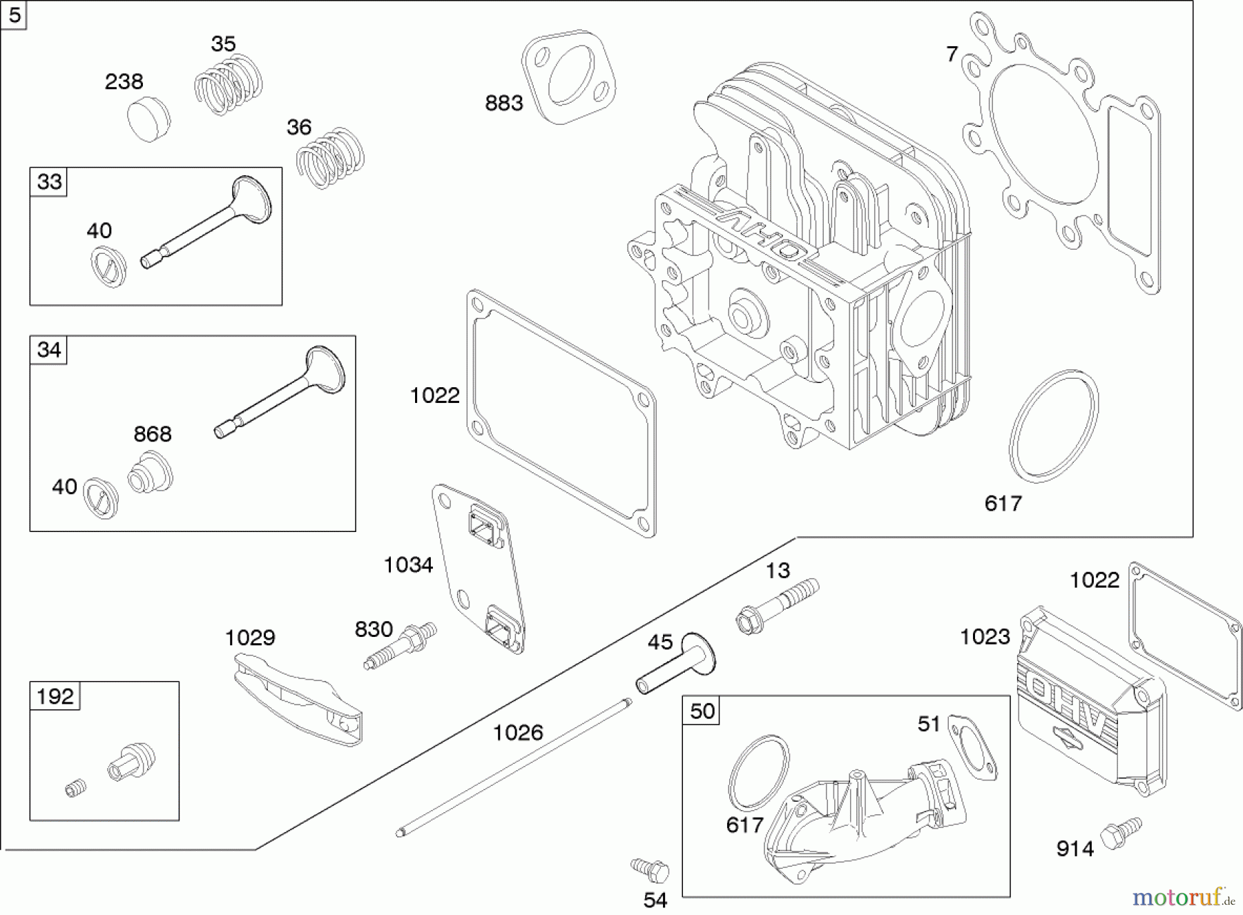  Toro Neu Mowers, Zero-Turn 74402 (Z380) - Toro TimeCutter Z380 Riding Mower, 2006 (260000001-260999999) CYLINDER HEAD ASSEMBLY BRIGGS AND STRATTON 280H07-0166-E1
