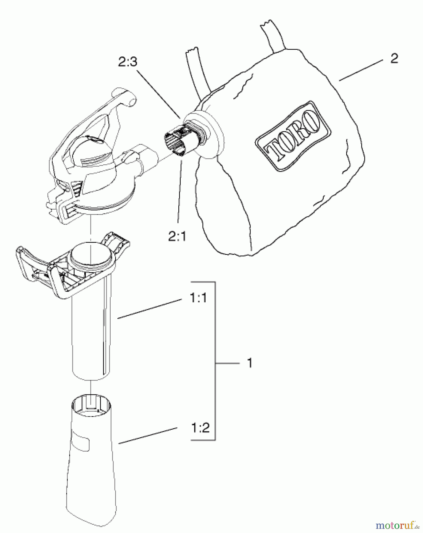  Toro Neu Blowers/Vacuums/Chippers/Shredders 51598 (225) - Toro Ultra 225 Blower/Vacuum, 2003 (230000001-230999999) VACUUM TUBE AND BAG ASSEMBLY