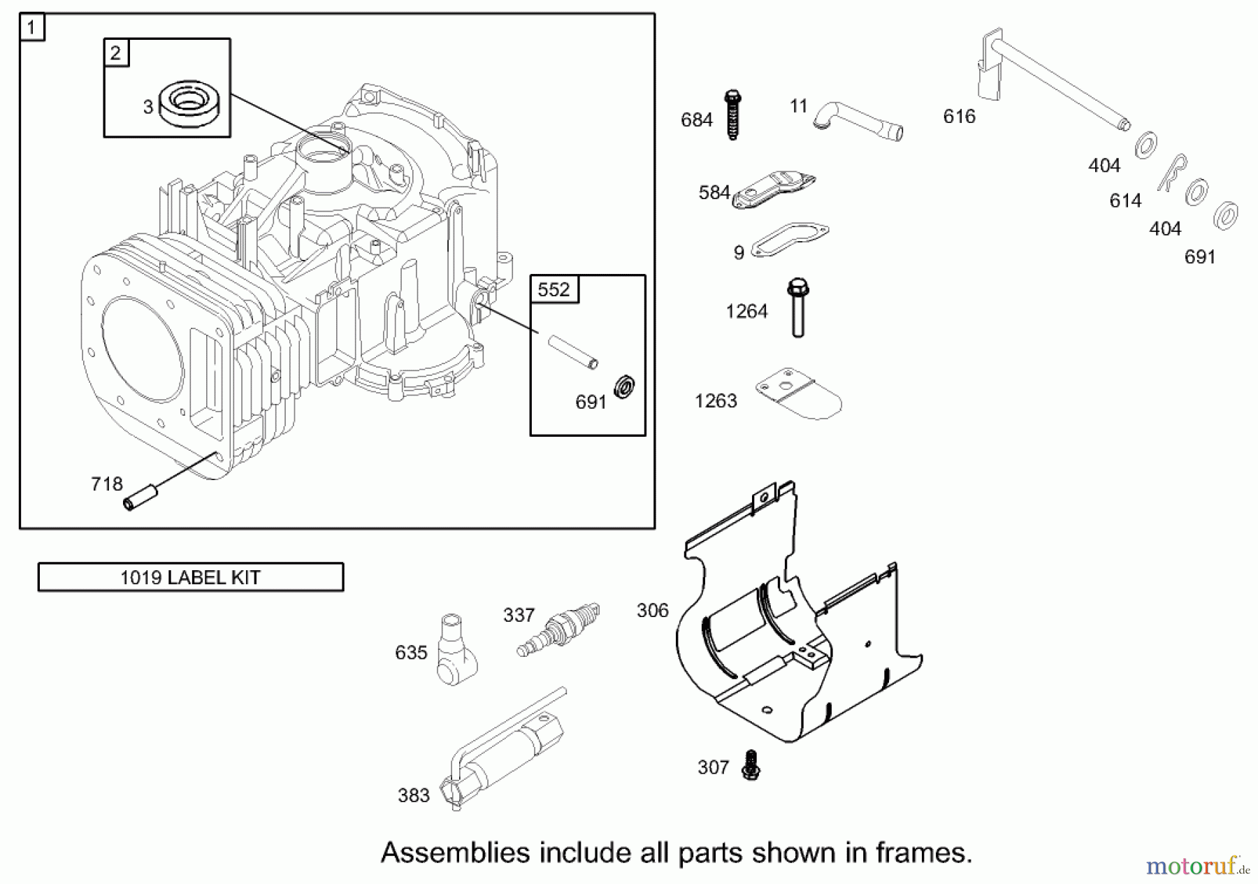 Toro Neu Mowers, Zero-Turn 74403 (16-42Z) - Toro 16-42Z TimeCutter Z Riding Mower, 2003 (230000001-230999999) CYLINDER ASSEMBLY BRIGGS AND STRATTON 286H77-0165-E1