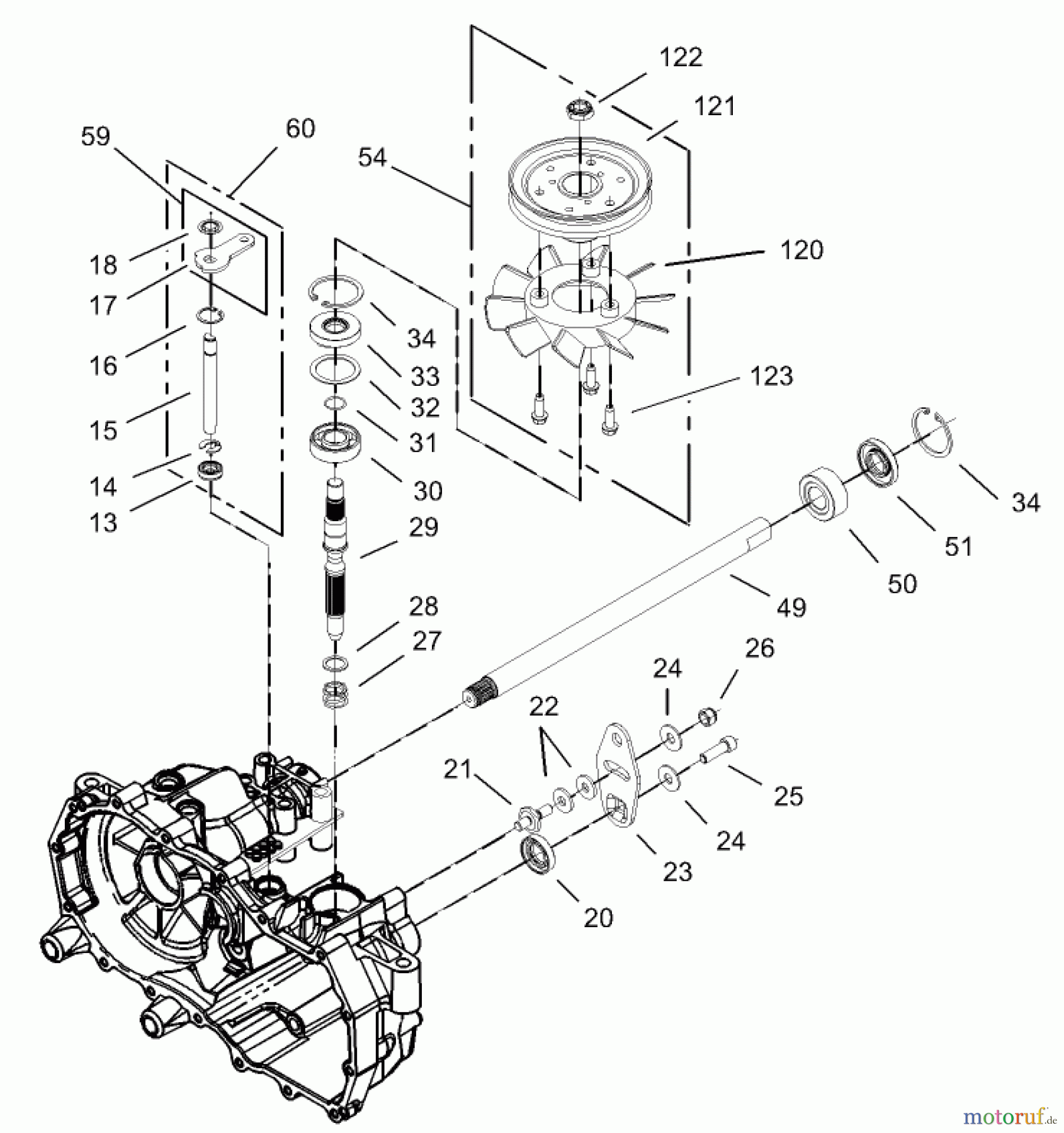 Toro Neu Mowers, Zero-Turn 74403 (16-42Z) - Toro 16-42Z TimeCutter Z Riding Mower, 2003 (230000001-230999999) FAN AND PULLEY ASSEMBLY RH HYDROSTAT NO. 105-3491