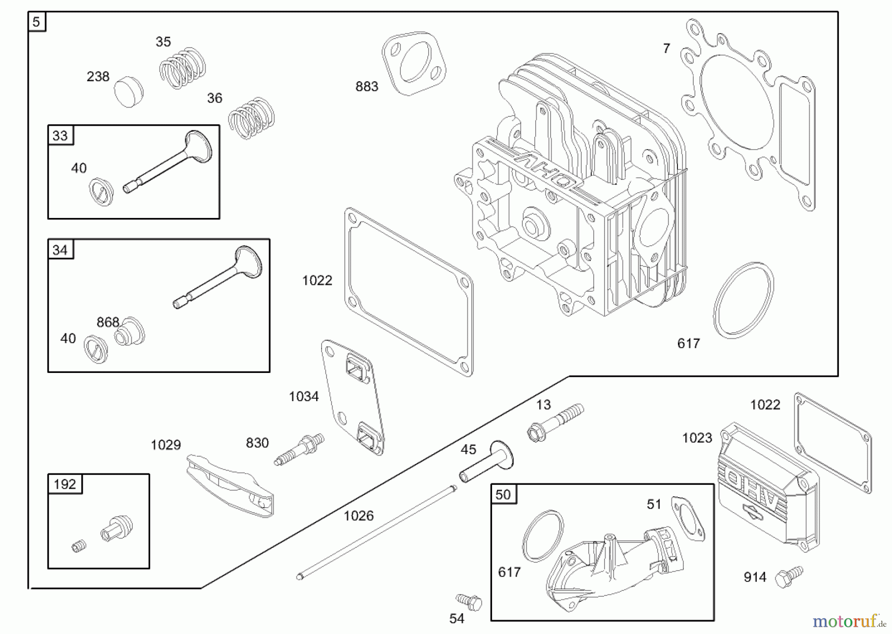 Toro Neu Mowers, Zero-Turn 74403 (16-42Z) - Toro 16-42Z TimeCutter Z Riding Mower, 2004 (240000001-240999999) CYLINDER HEAD ASSEMBLY BRIGGS AND STRATTON 286H77-0165-E1