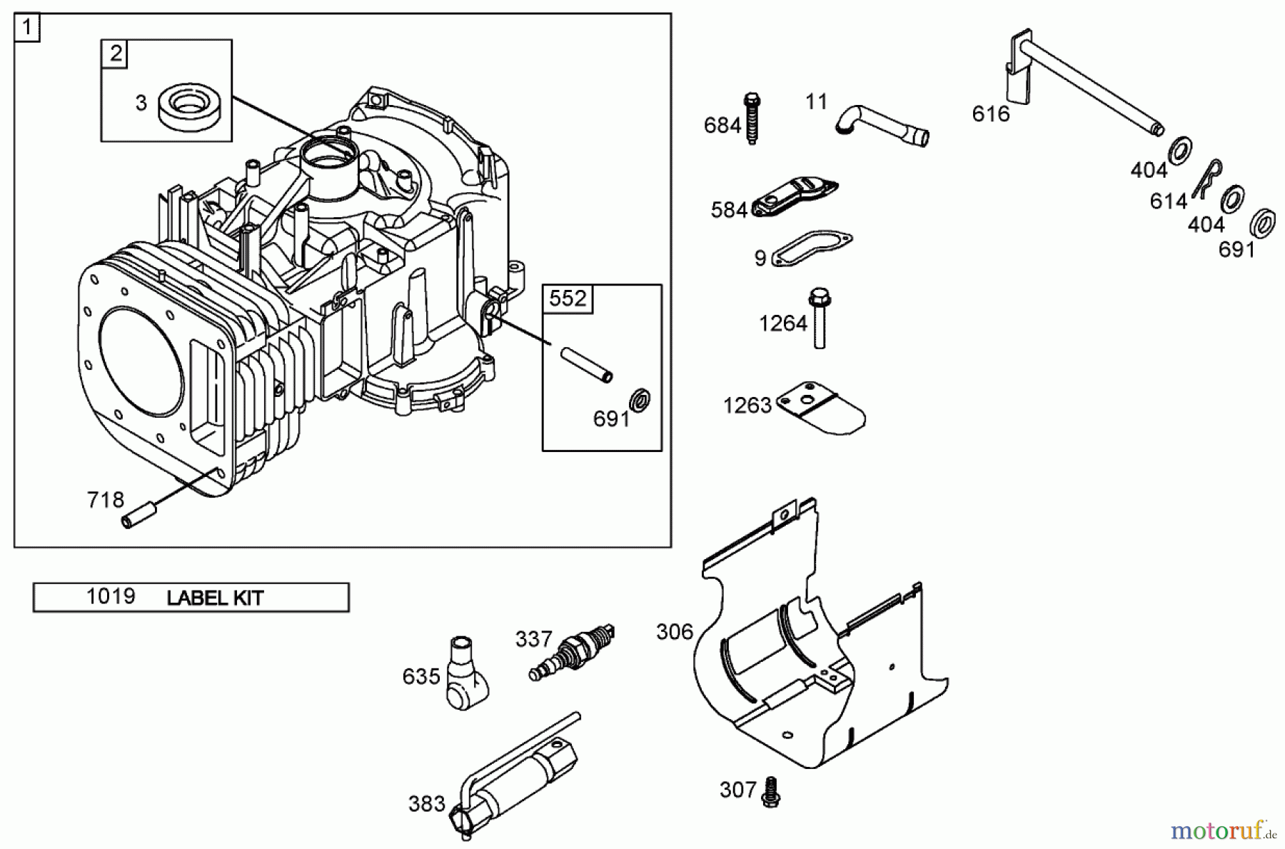 Toro Neu Mowers, Zero-Turn 74403 (Z420) - Toro TimeCutter Z420 Riding Mower, 2005 (250000001-250999999) CYLINDER ASSEMBLY BRIGGS AND STRATTON 286H77-0165-E1