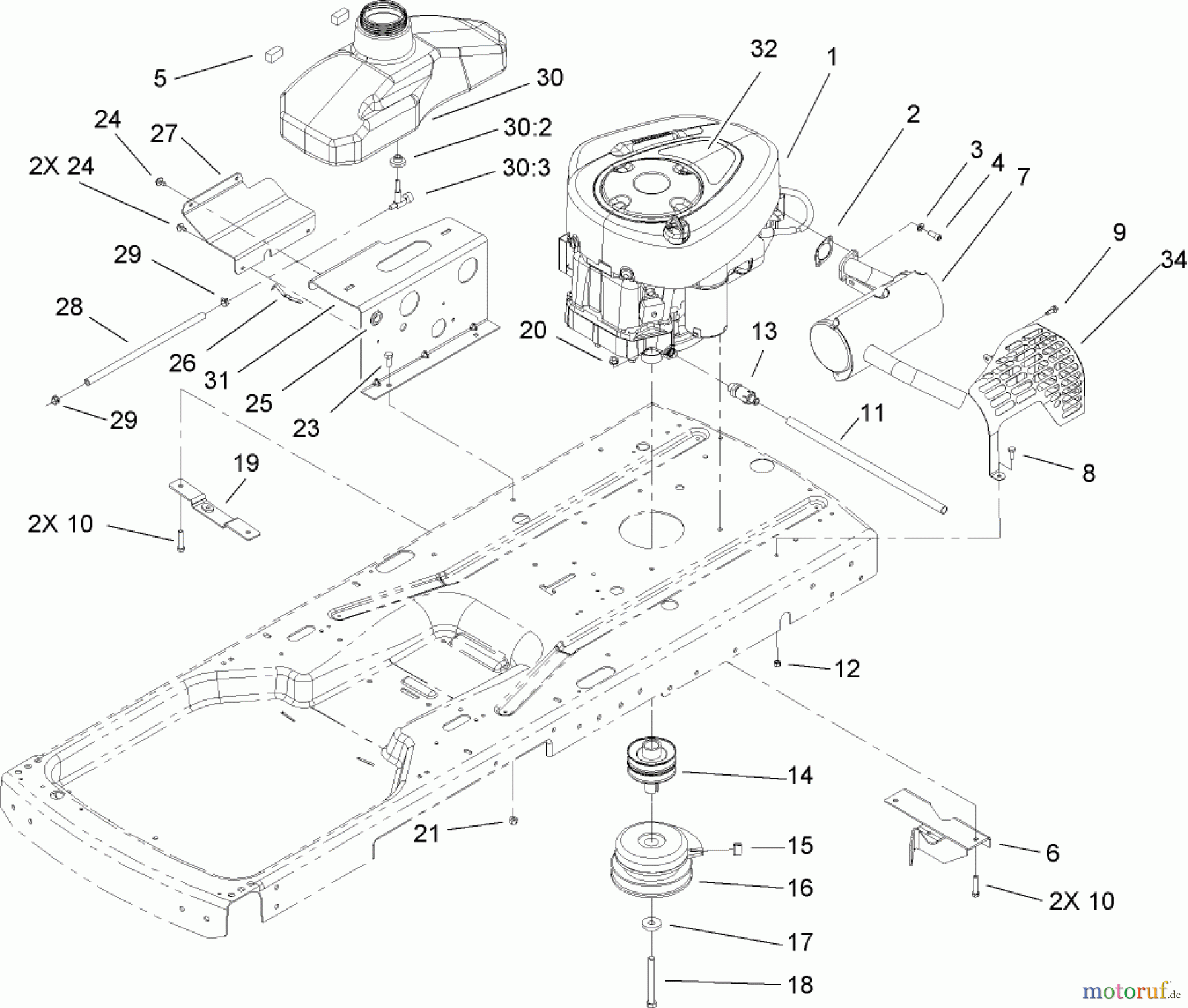 Toro Neu Mowers, Zero-Turn 74403 (Z420) - Toro TimeCutter Z420 Riding Mower, 2006 (260000001-260999999) ENGINE ASSEMBLY