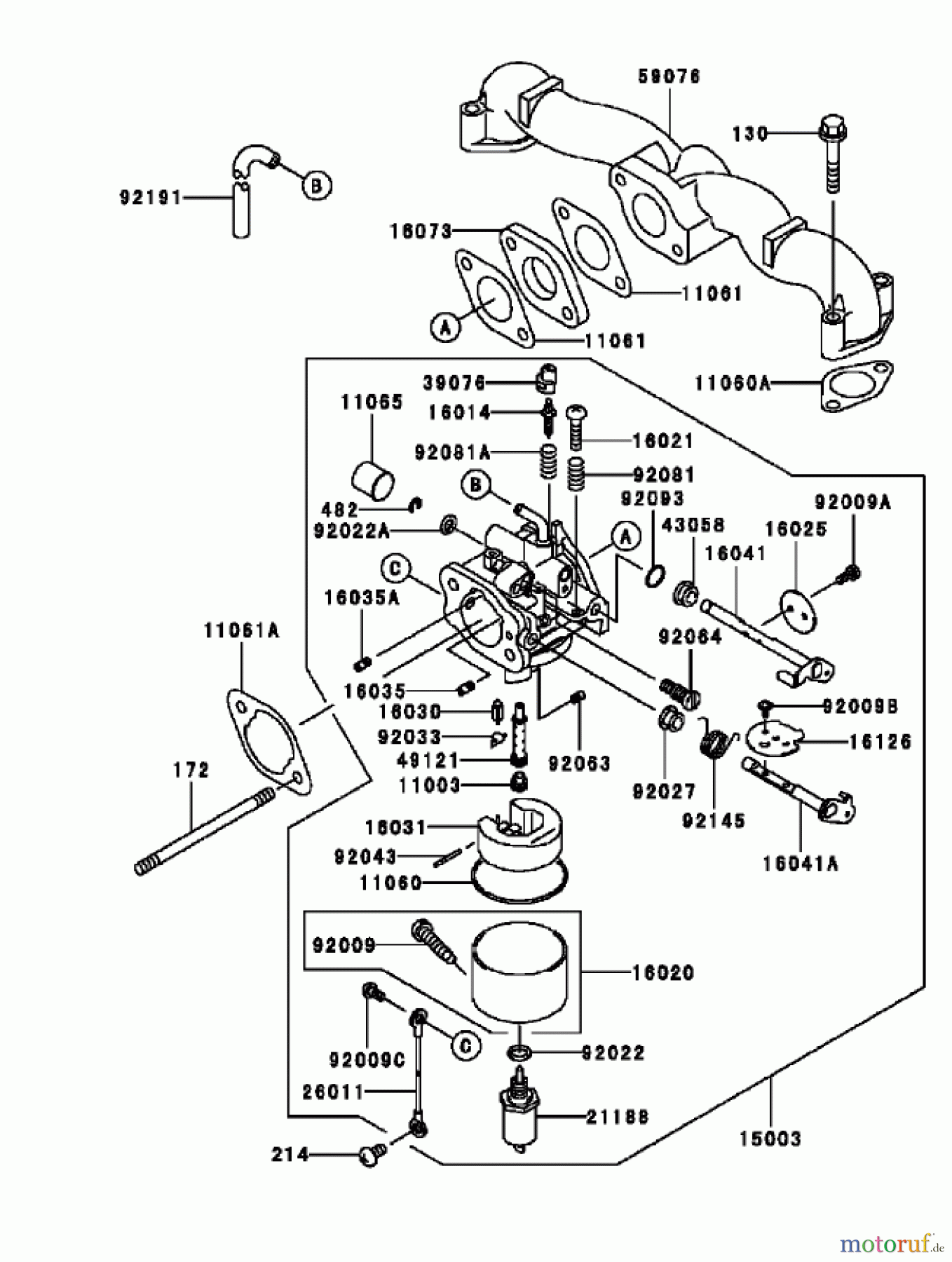 Toro Neu Mowers, Zero-Turn 74405 (18-52ZX) - Toro 18-52ZX TimeCutter ZX Riding Mower, 2003 (230000001-230999999) CARBURETOR ASSEMBLY KAWASAKI FH531V-AS11