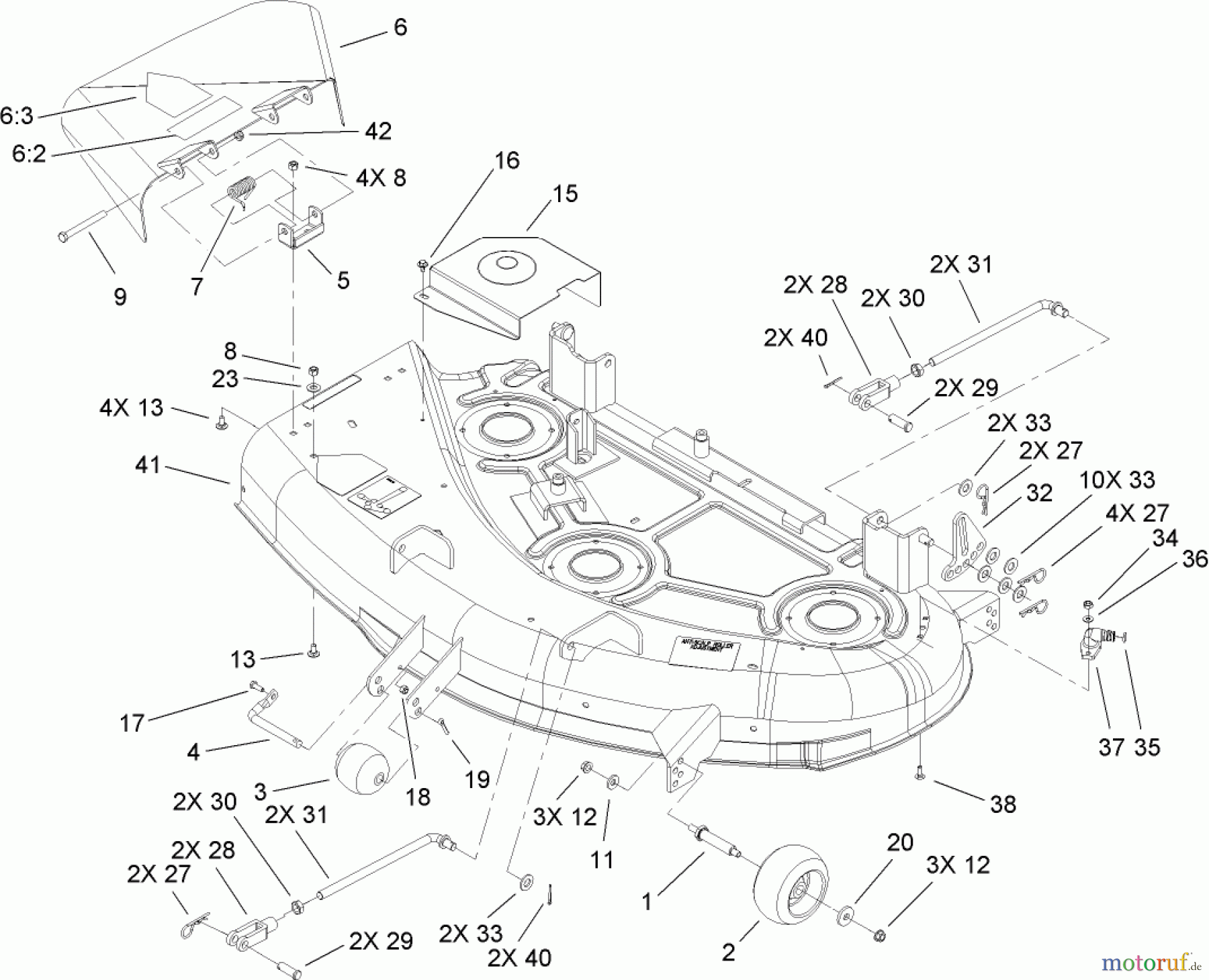 Toro Neu Mowers, Zero-Turn 74406 (ZX440) - Toro TimeCutter ZX440 Riding Mower, 2006 (260000001-260000240) 44IN DECK ASSEMBLY