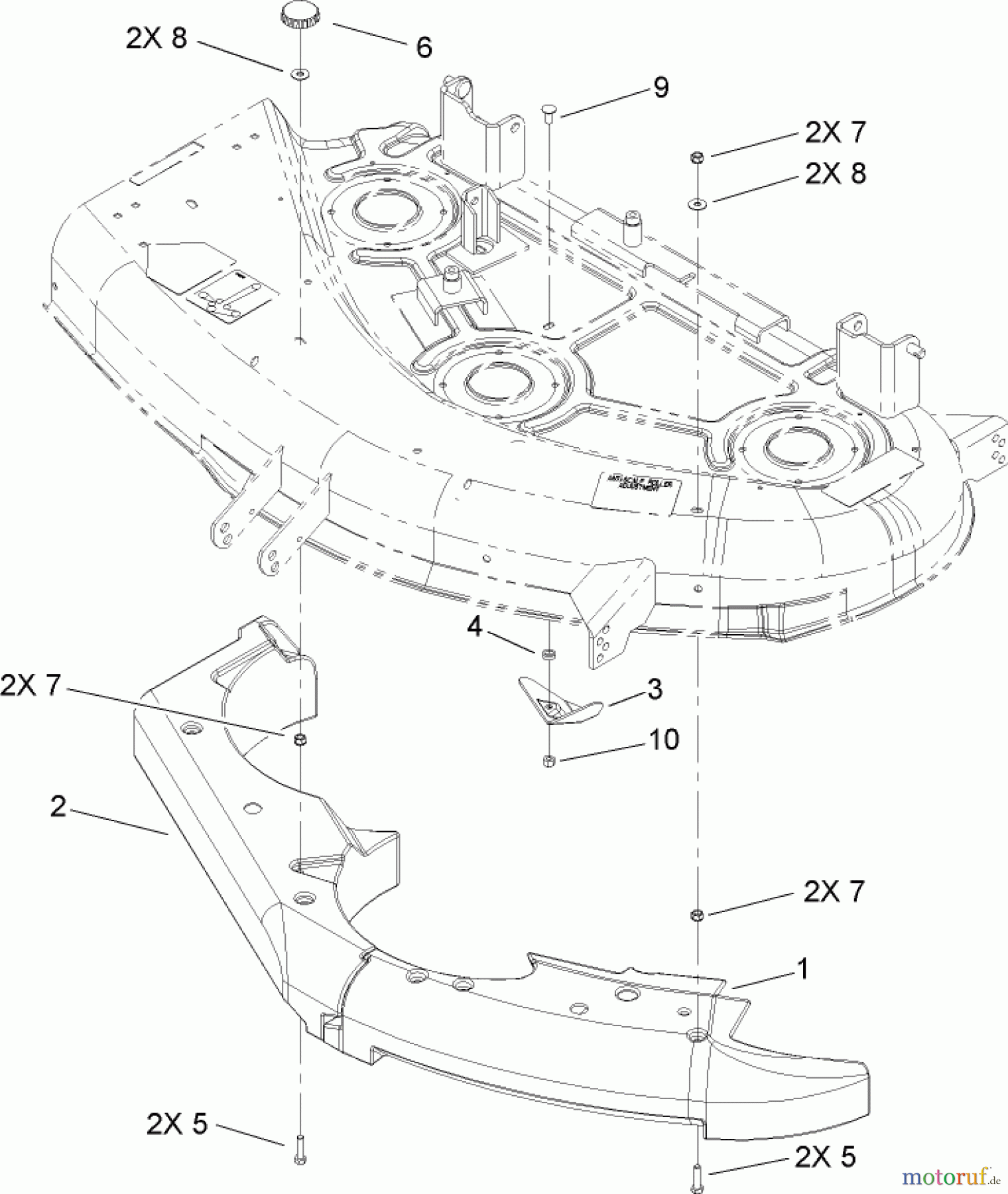 Toro Neu Mowers, Zero-Turn 74406 (ZX440) - Toro TimeCutter ZX440 Riding Mower, 2006 (260000001-260000240) 44IN DECK BAFFLE ASSEMBLY