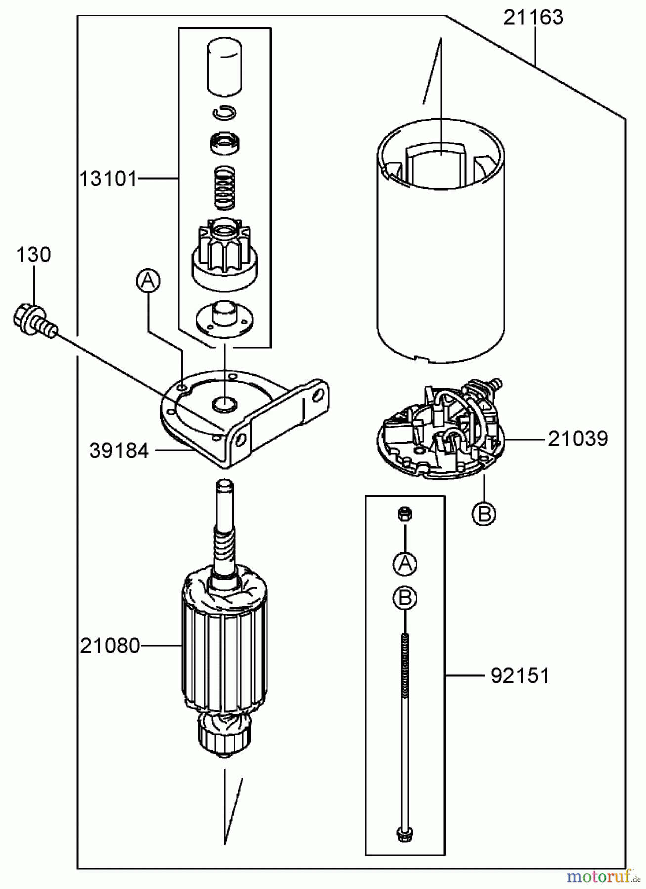 Toro Neu Mowers, Zero-Turn 74406 (ZX440) - Toro TimeCutter ZX440 Riding Mower, 2006 (260000001-260000240) STARTER ASSEMBLY KAWASAKI FH541V-BS50-R