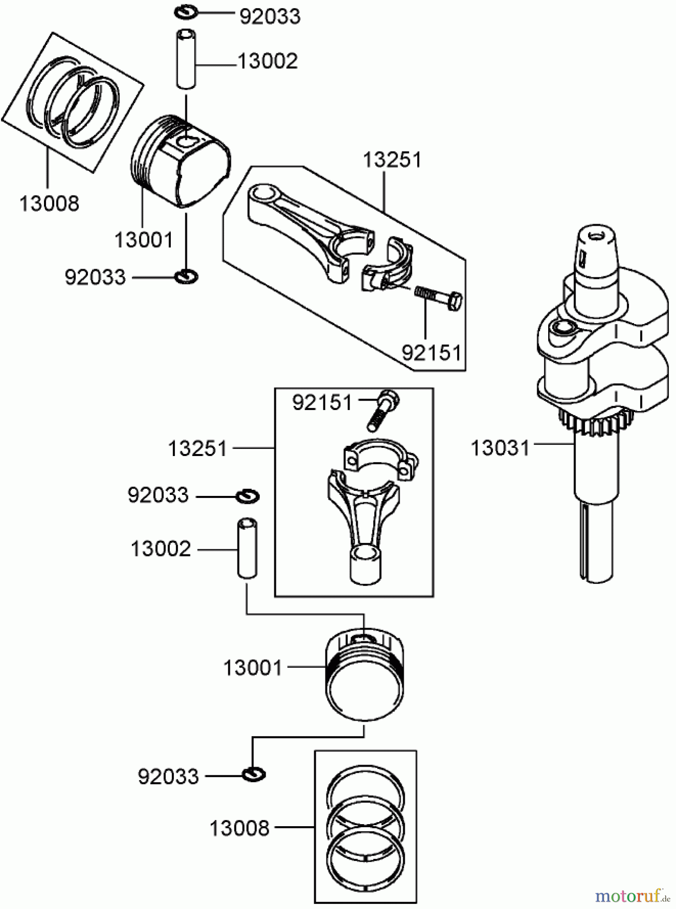 Toro Neu Mowers, Zero-Turn 74406 (ZX440) - Toro TimeCutter ZX440 Riding Mower, 2008 (280000001-280999999) PISTON AND CRANKSHAFT ASSEMBLY KAWASAKI FH541V-BS50-R