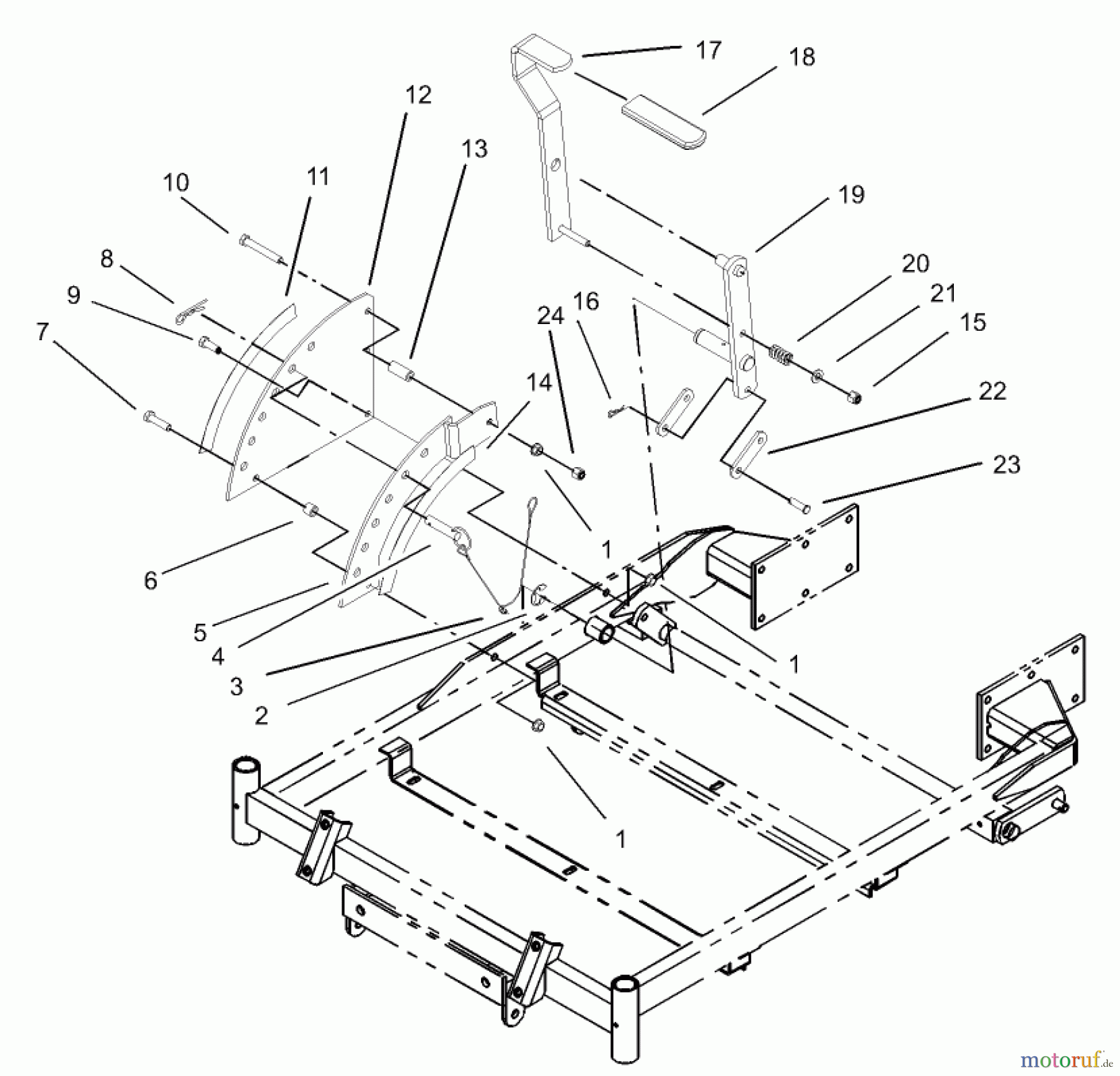 Toro Neu Mowers, Zero-Turn 74407 (ZX525) - Toro TimeCutter ZX525 Riding Mower, 2005 (250000001-250999999) HEIGHT-OF-CUT ASSEMBLY