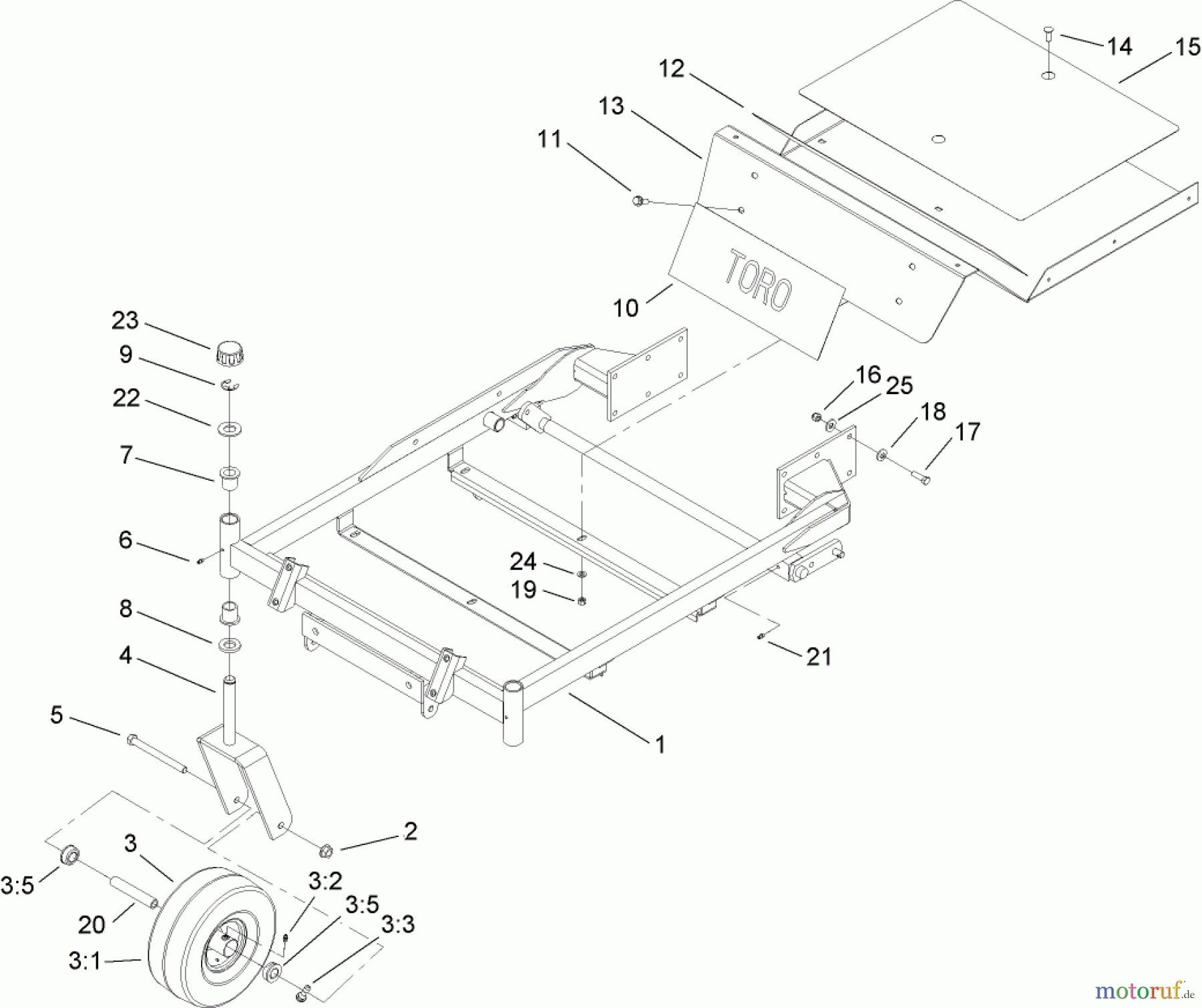 Toro Neu Mowers, Zero-Turn 74407 (ZX525) - Toro TimeCutter ZX525 Riding Mower, 2007 (270000001-270999999) FRONT FRAME ASSEMBLY