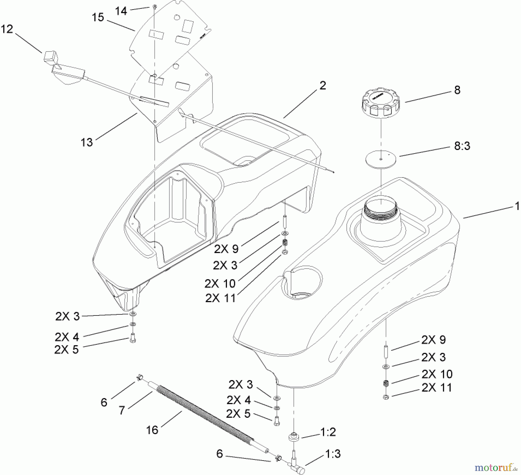 Toro Neu Mowers, Zero-Turn 74407 (ZX525) - Toro TimeCutter ZX525 Riding Mower, 2007 (270000001-270999999) FUEL TANK AND CONTROL POD ASSEMBLY